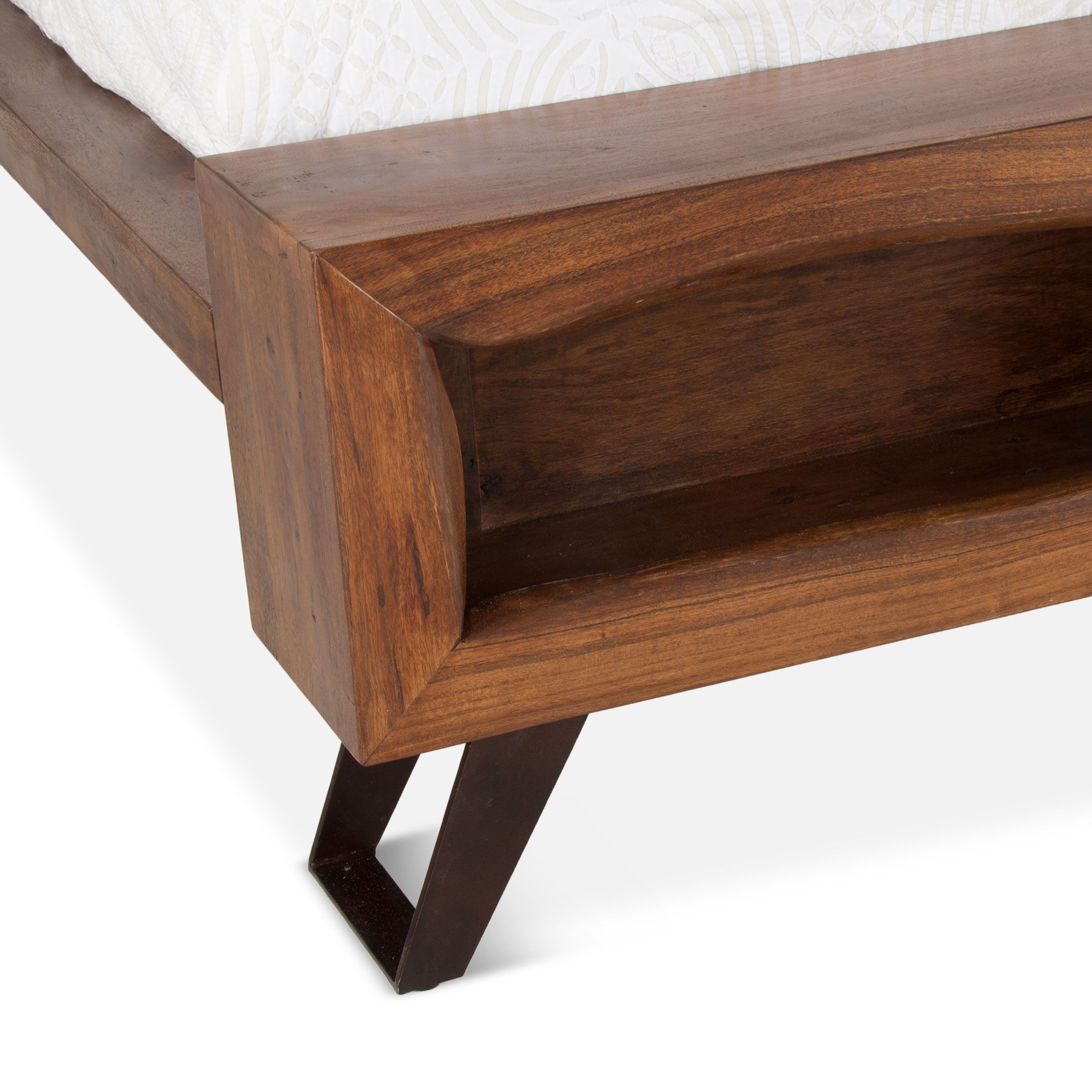 Nosara 75" Acacia + Iron Live Edge Queen Bed - Natural + Gray