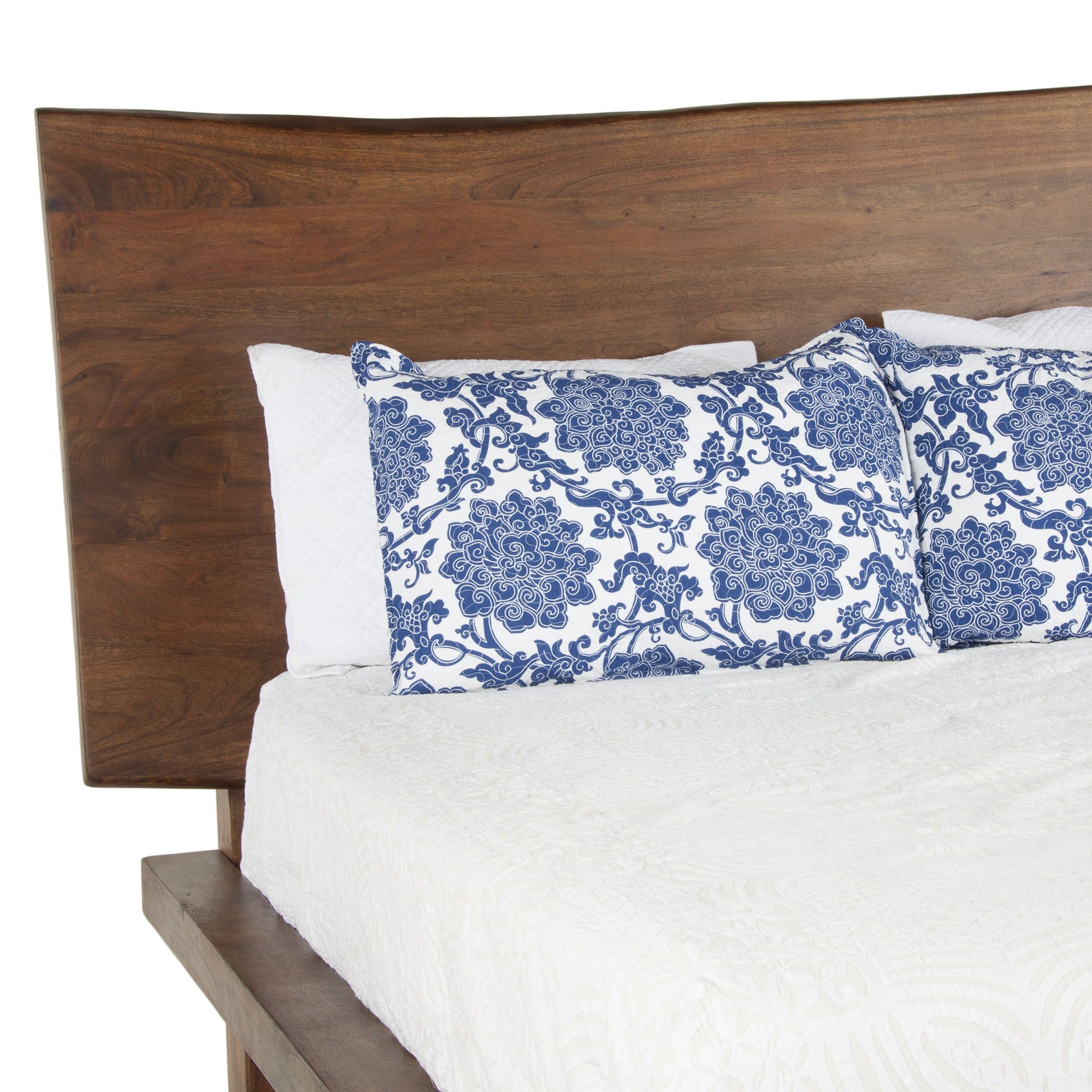 Nosara 75" Acacia + Iron Live Edge Queen Bed - Natural + Gray