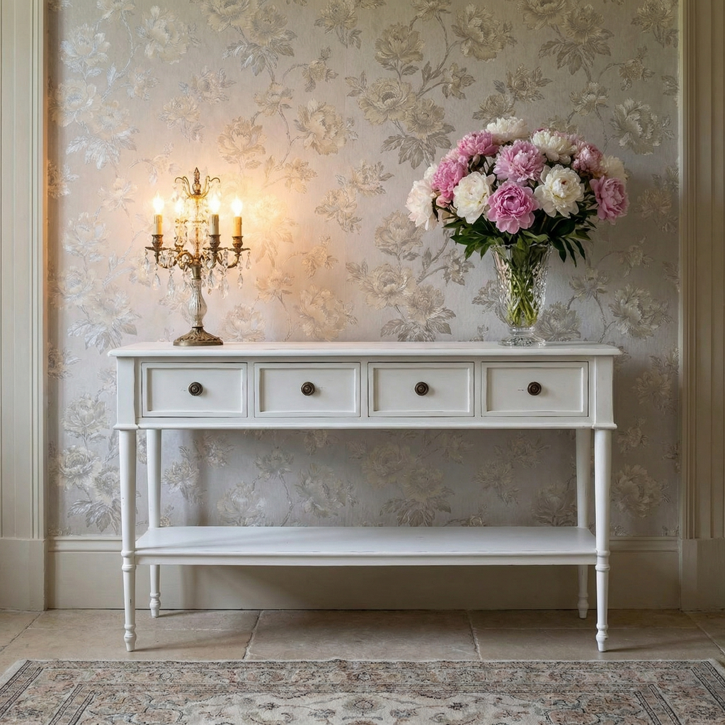 Fern 59" 4 Drawer Console Table - Architectural White