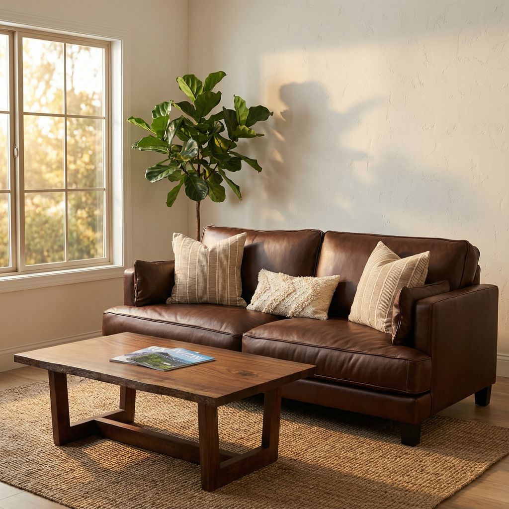 Franklin 90" Top Grain Leather 2 Cushion Sofa - Bravo Mahogany