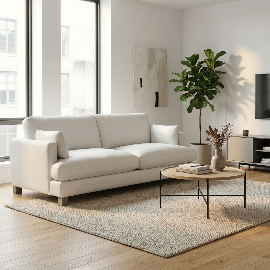 Franklin 90" Top Grain Leather 2 Cushion Sofa - Winter White