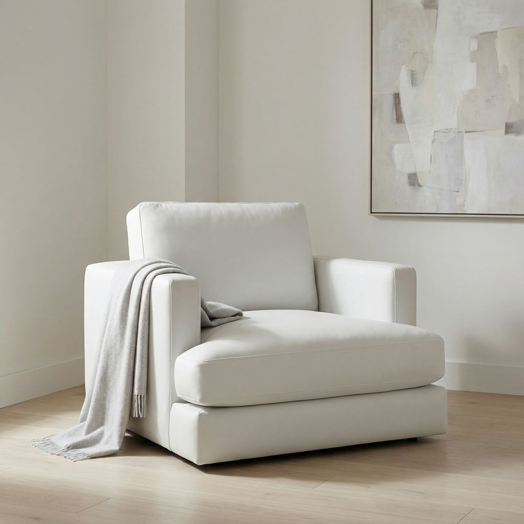 Franklin 36" Top Grain Leather Swivel Chair - Winter White