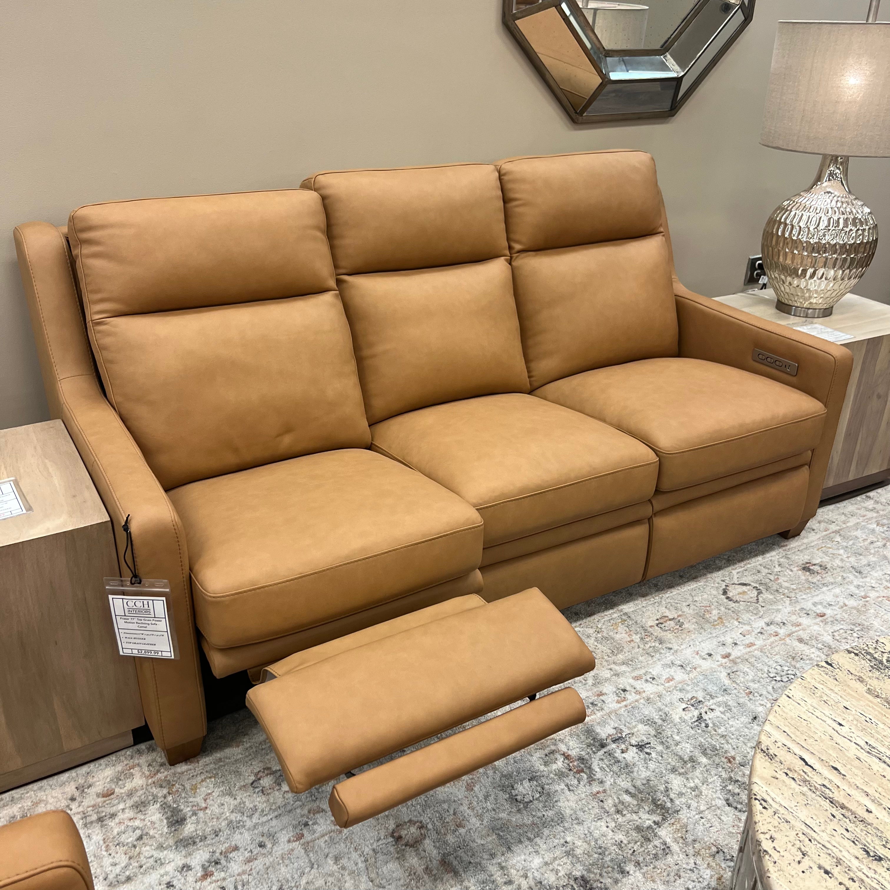 Fraser 77" Top Grain Power Motion Reclining Sofa - Camel