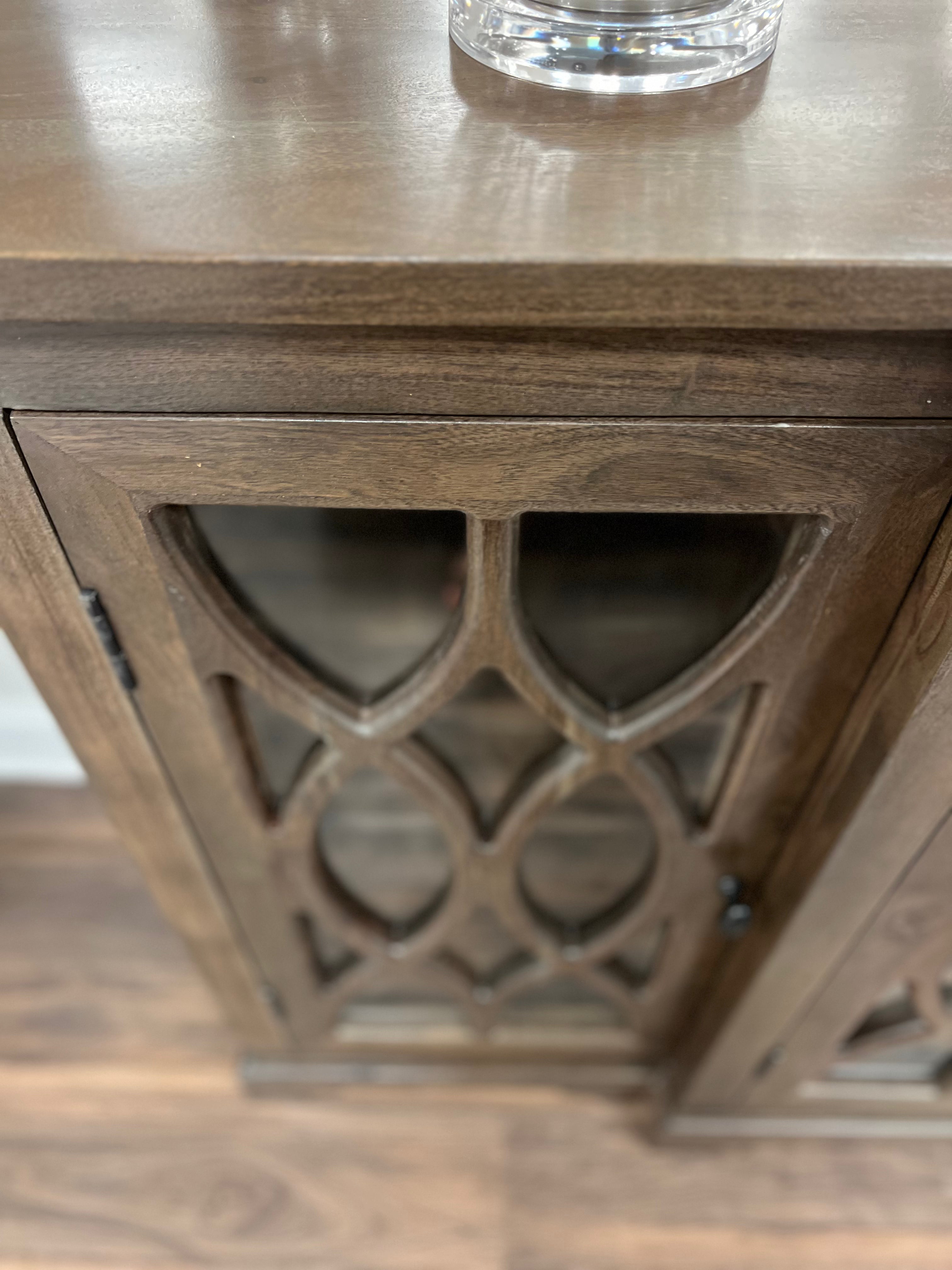 Clarissa 72" Acacia 4 Door Breakfront Sideboard - Natural + Smoke