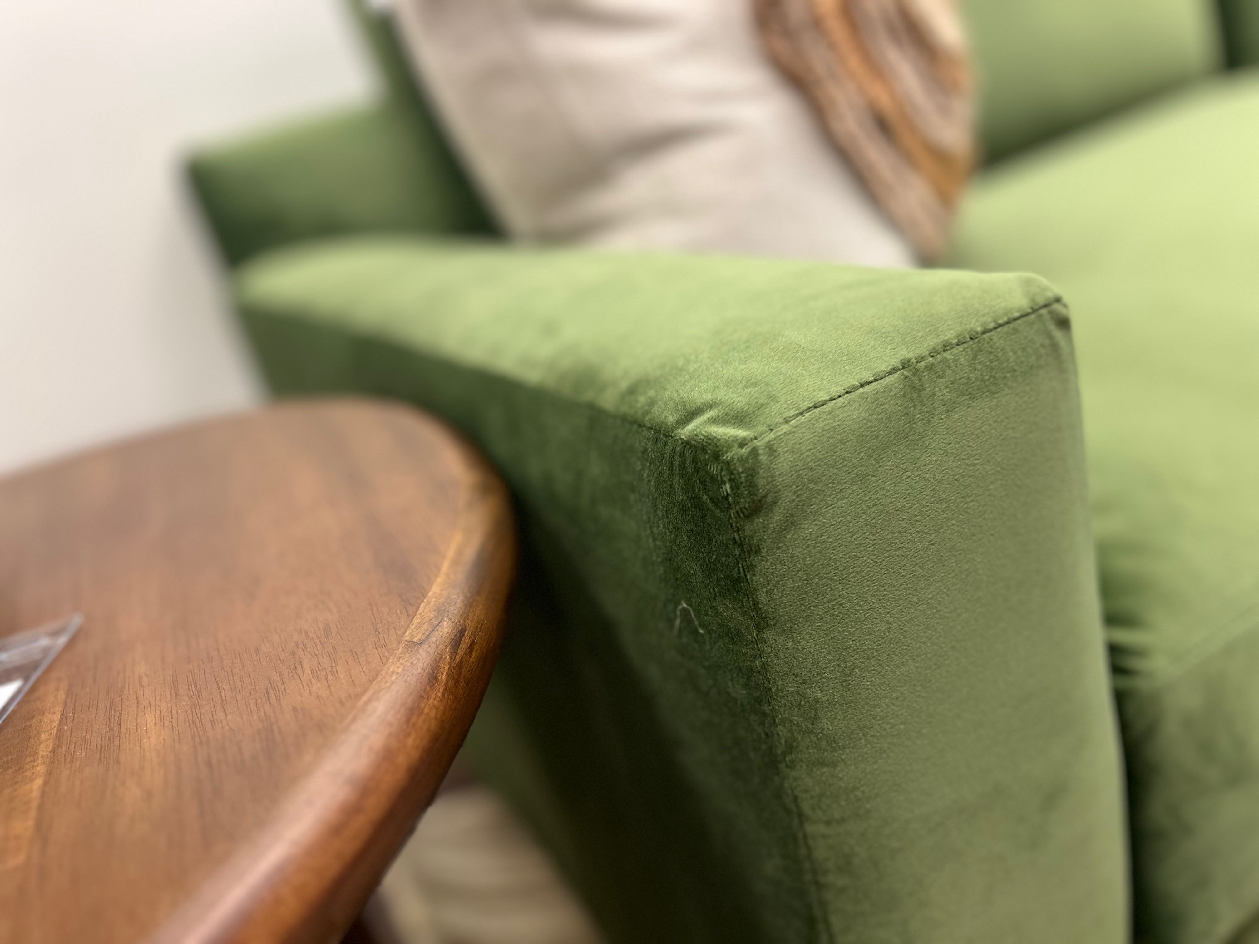 Victoria 99" Express Ship 2 Cushion Turned Leg Sofa - Verde Velvet