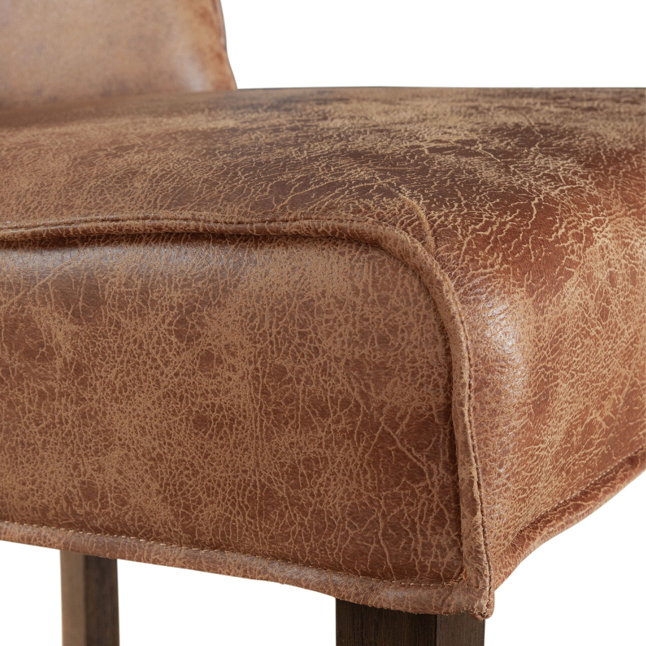 Bradford Top Grain Leather Dining Chair - Natural Saddle + Earth