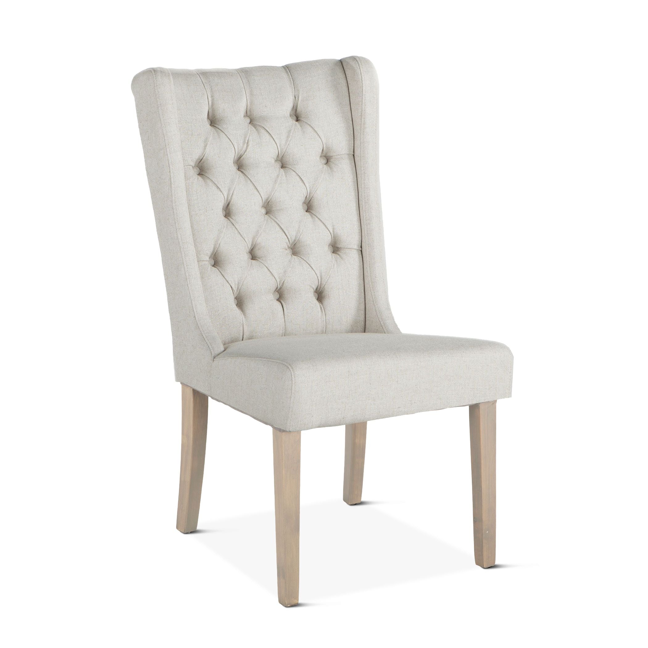 Lana 20" Winged End Chair - White Linen + New White Wash