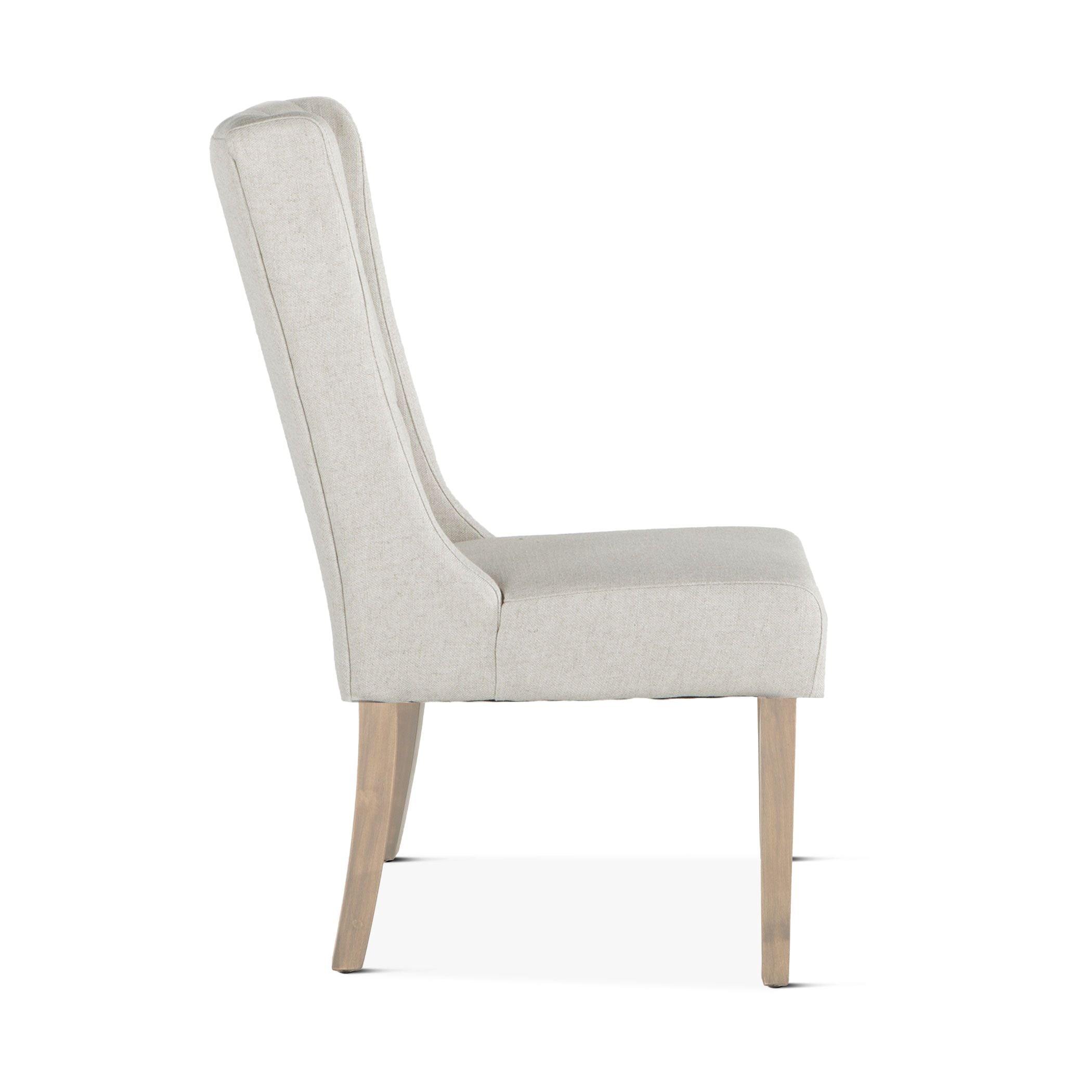 Lana 20" Winged Dining Chair - White Linen + New White Wash