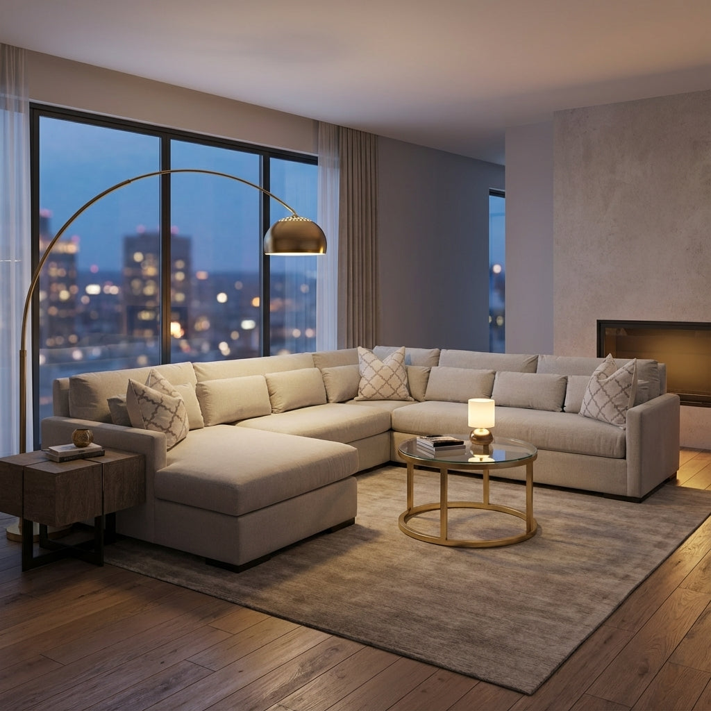 Glenda Quick Ship 144" x 130" Sectional + Left Arm Chaise - Crypton Quicksilver