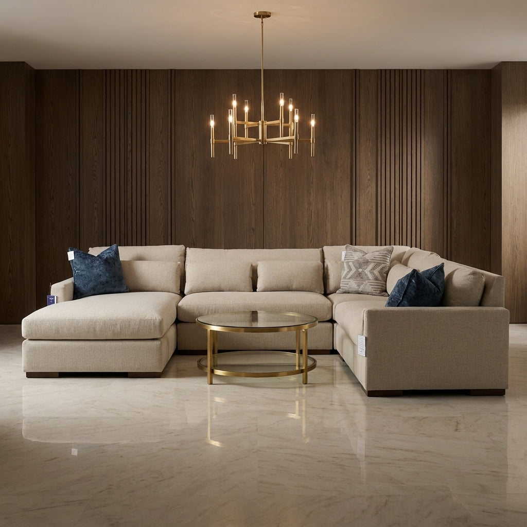 Glenda Quick Ship 144" x 104" Sectional + Left Chaise - Crypton Quicksilver