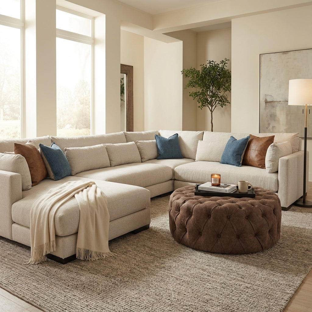 Gloria Express Ship 144" x 130" Sectional + Left Chaise- Crypton Quicksilver