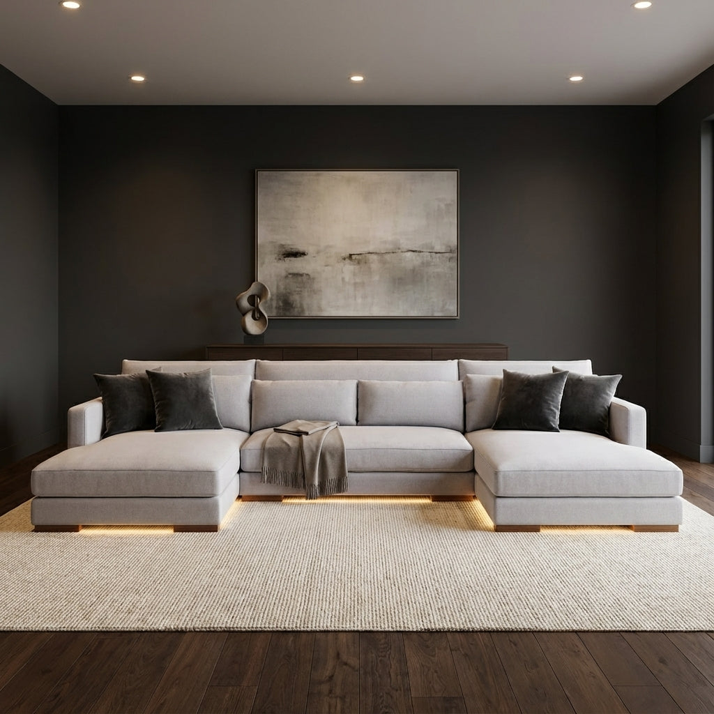 Gloria Express Ship 144" Dual Chaise Sectional - Crypton Natural Linen