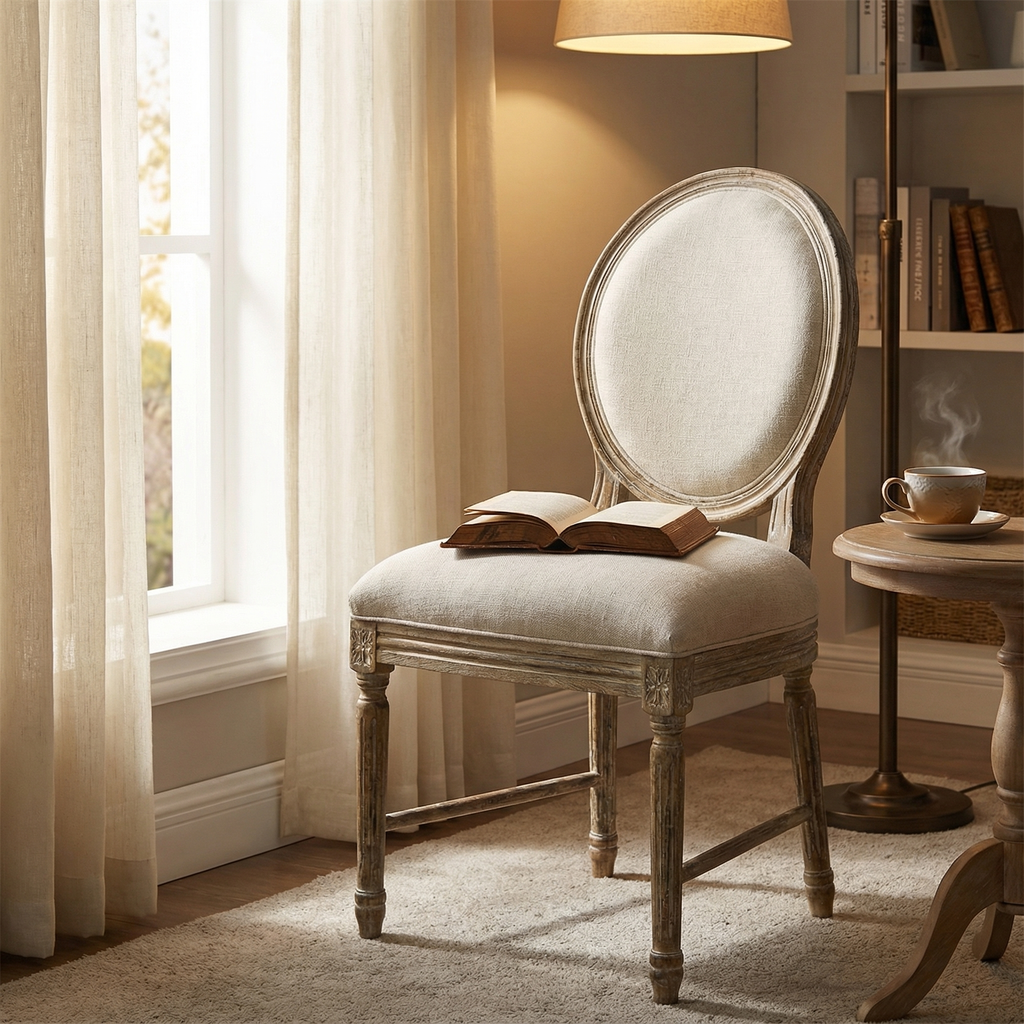 Greenville Upholstered Oval Back Dining Chair - Taupe Linen + Sandstone