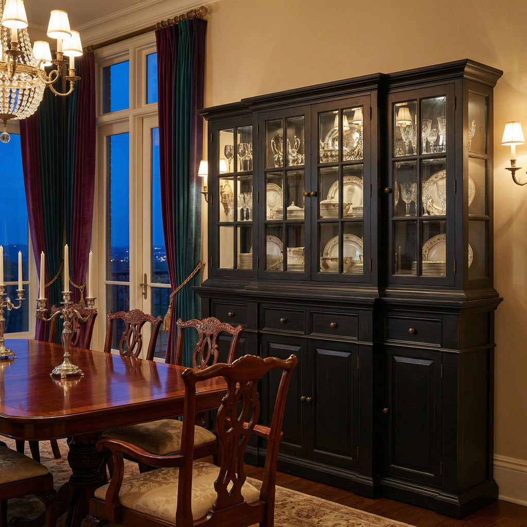 Gregory 77" Mahogany Sideboard with Hutch - Batavia Black