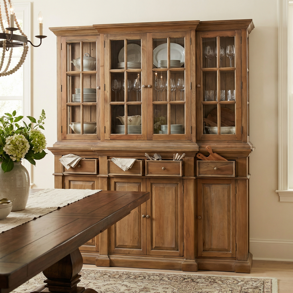 Gregory 77" Mahogany Sideboard with Hutch - Straw