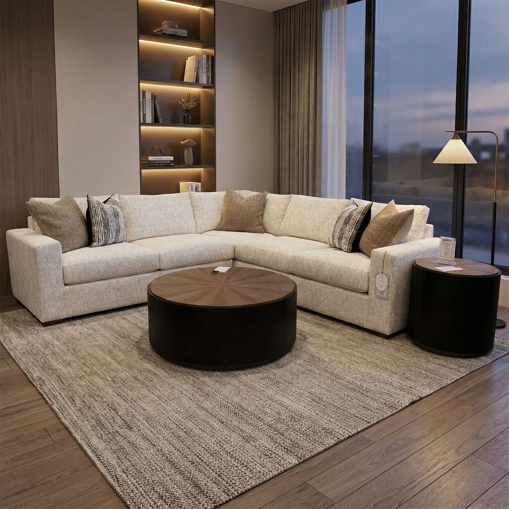 Gretchen Quick Ship 111" x 107" 5 Cushion Wide Track Arm Sectional - Snow Owl