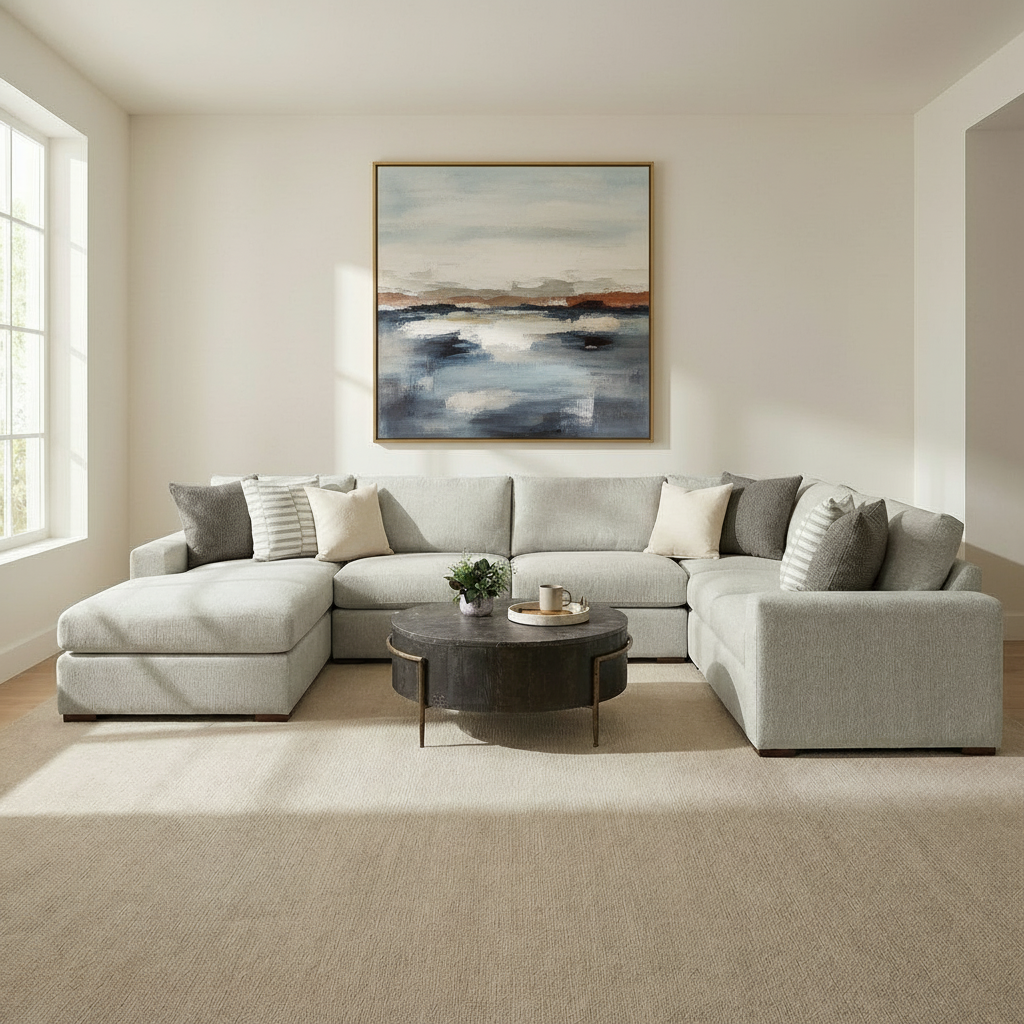 Gretchen Quick Ship 153" x 107" 5 Cushion Wide Track Arm Sectional w/LAF Chaise - Crypton Quicksilver