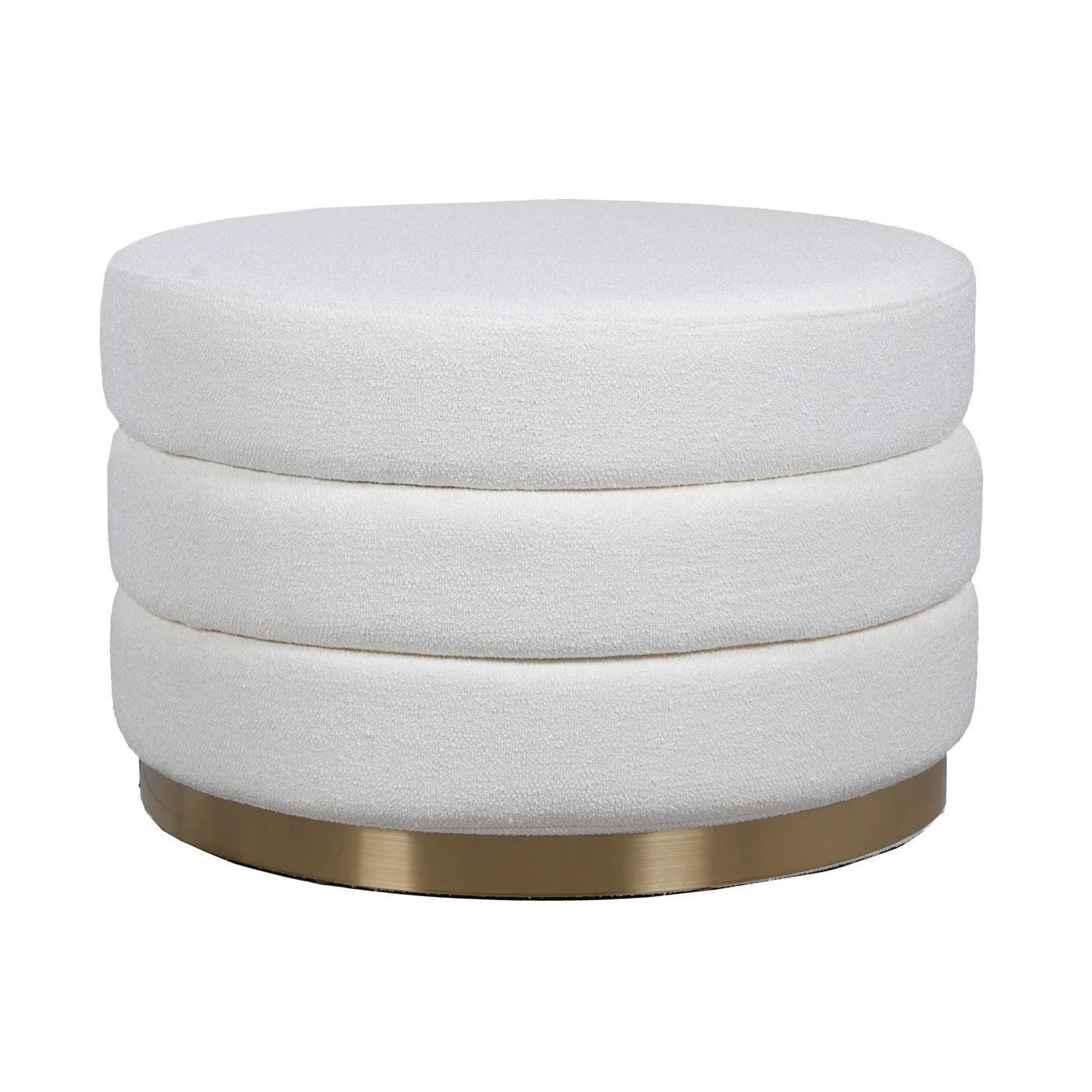 Rhona 24" Round Ottoman - Cream Boucle
