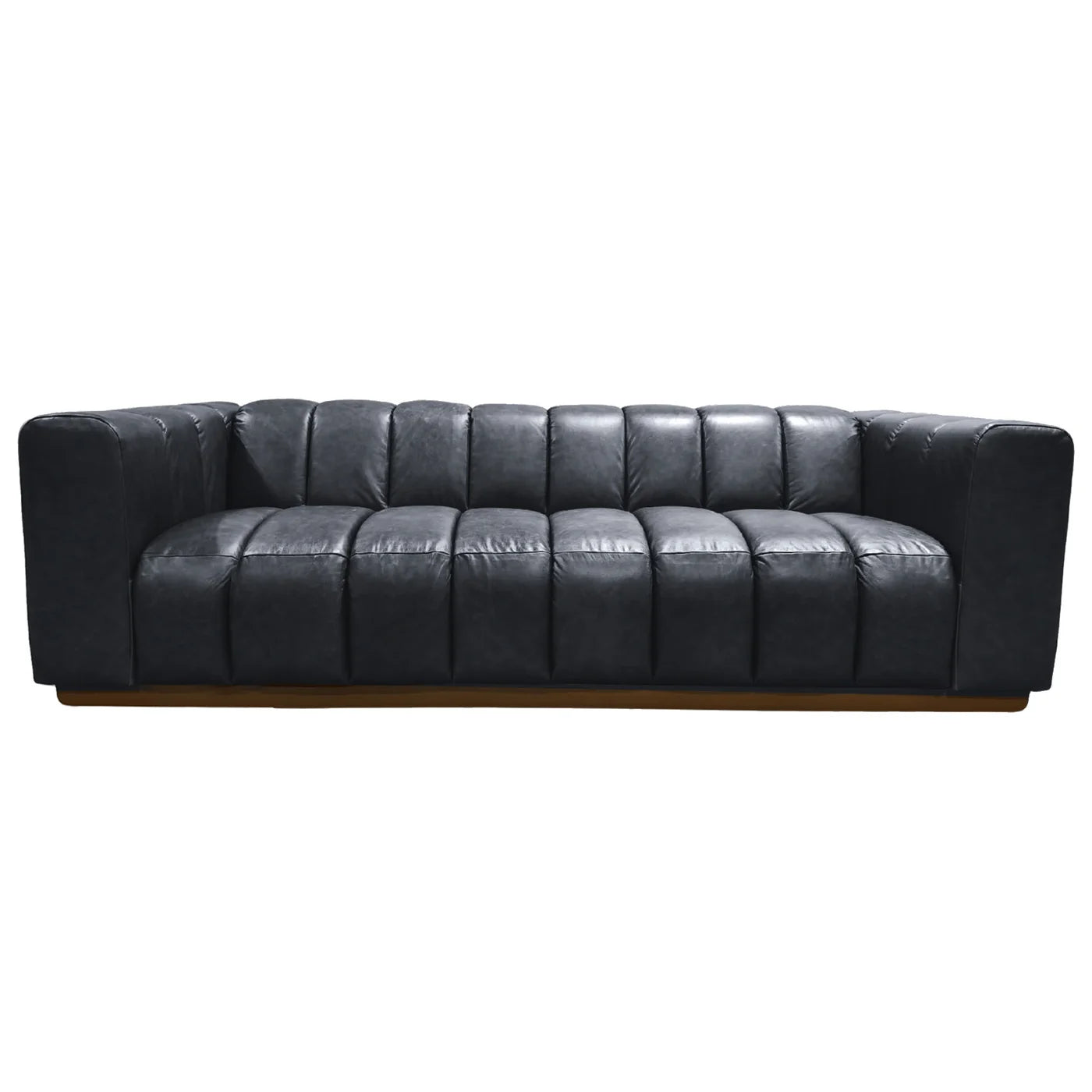 Carillo 91" Top Grain Leather Bench Sofa - Black Anthracite