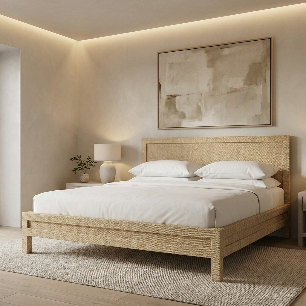 Hadley 80" Mahogany King Bed - Rattan