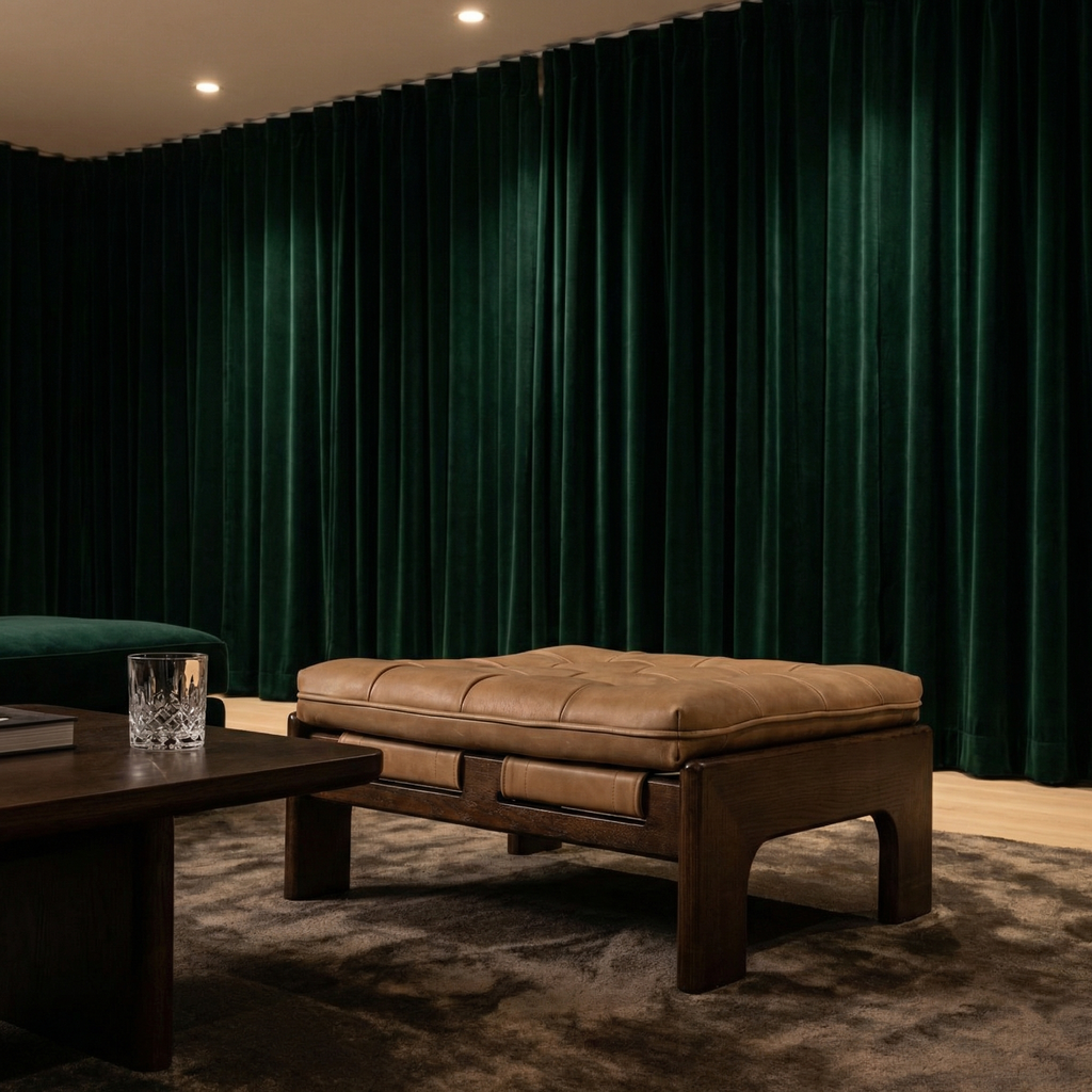 Halton 27" Top Grain Leather Square Ottoman - Palermo Drift