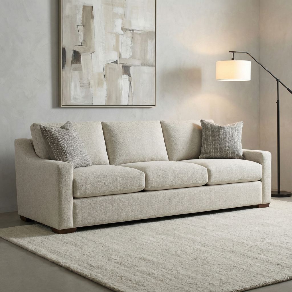 Hannah Express Ship 110" 3 Cushion Sofa - Performance Natural Cream