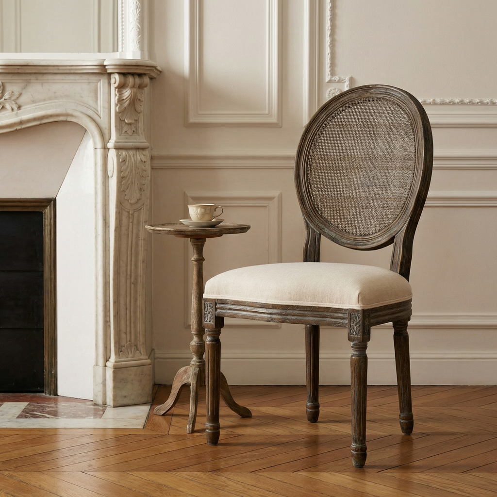 Hartwell Oval Mesh Back Elm Dining Chair - Putty