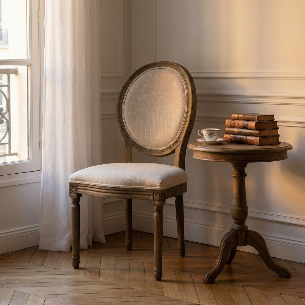 Hartwell Oval Fabric Back Dining Chair - Taupe + Driftwood