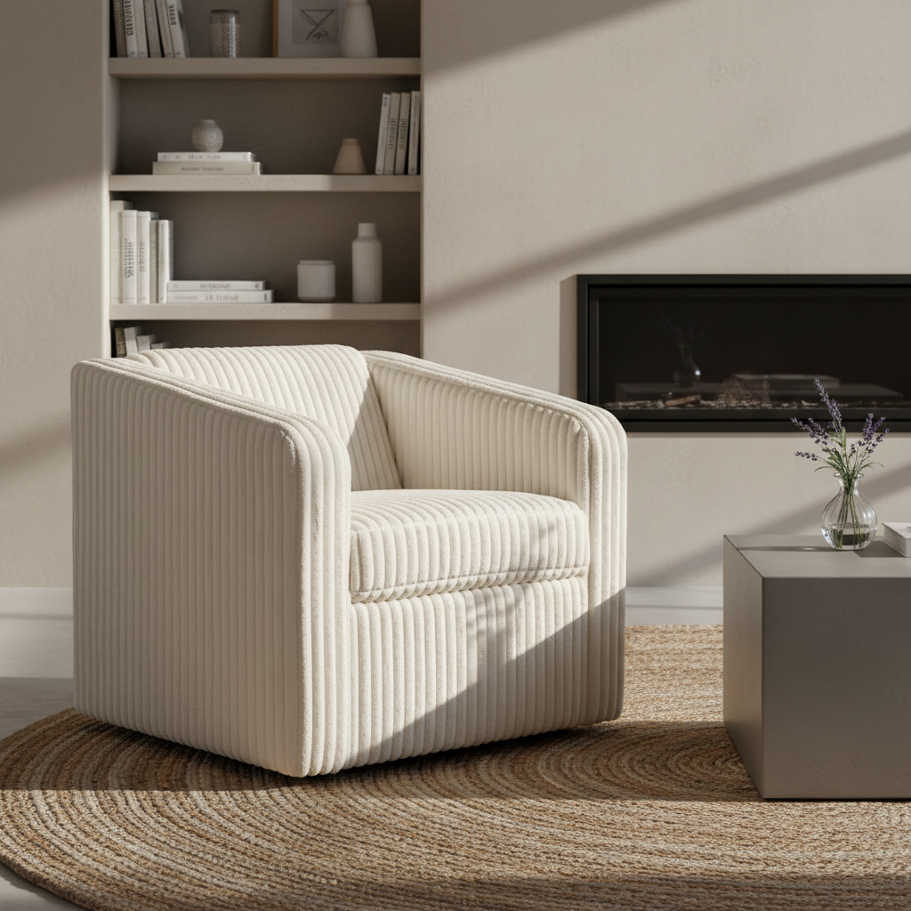 Holland 32" Swivel Chair - Ivory