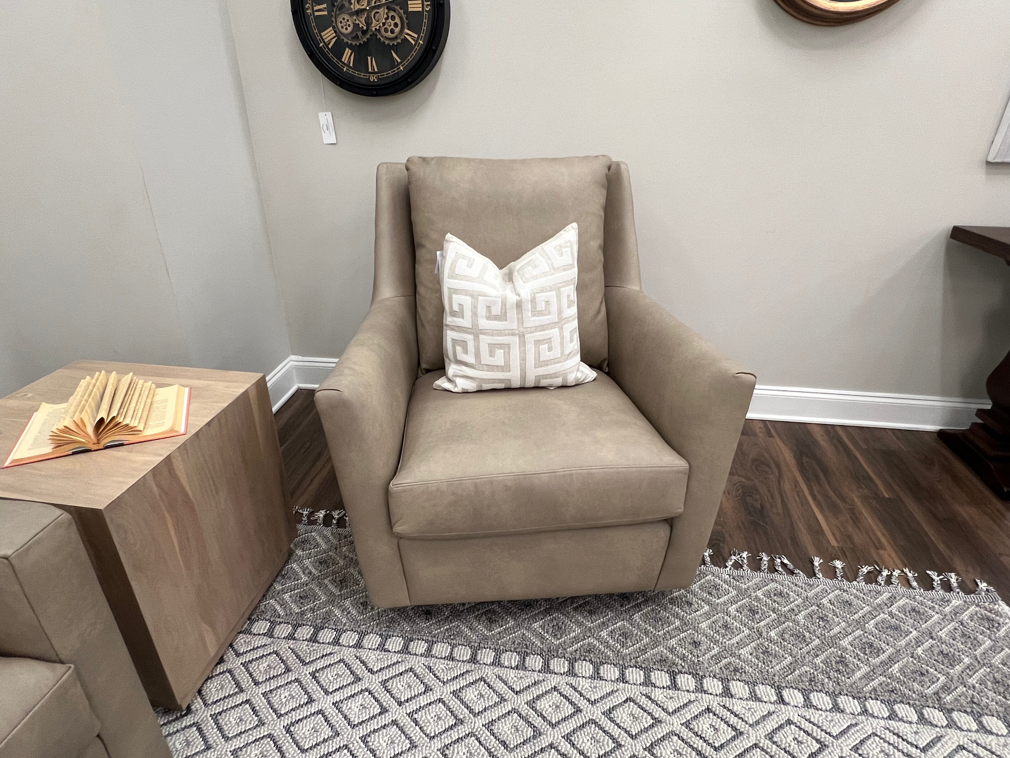 Hugo Express Ship 36" Top Grain Leather Swivel Chair - Taupe