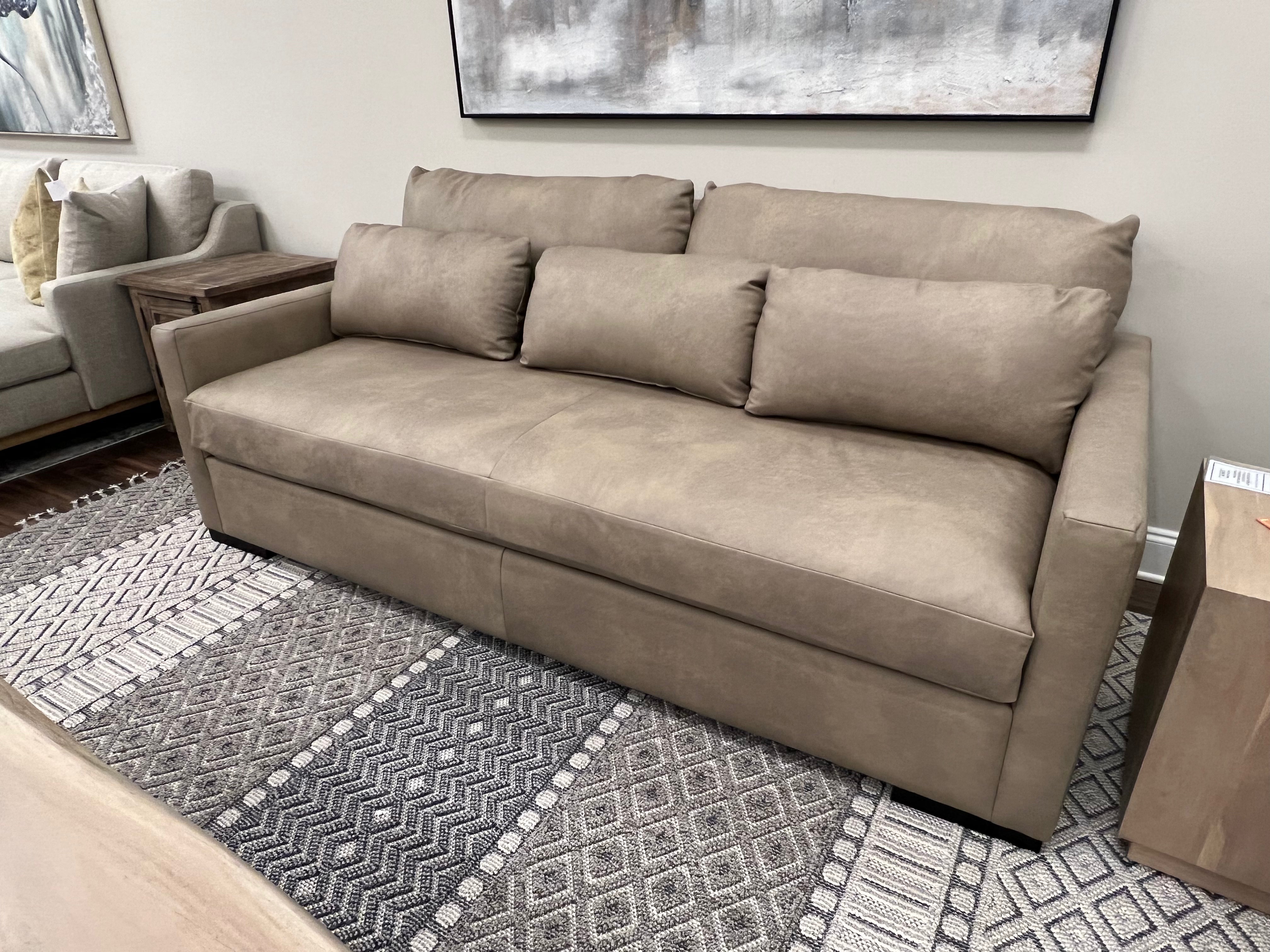 Glenda Express Ship 90" Bench Cushion Top Grain Leather Sofa - Taupe