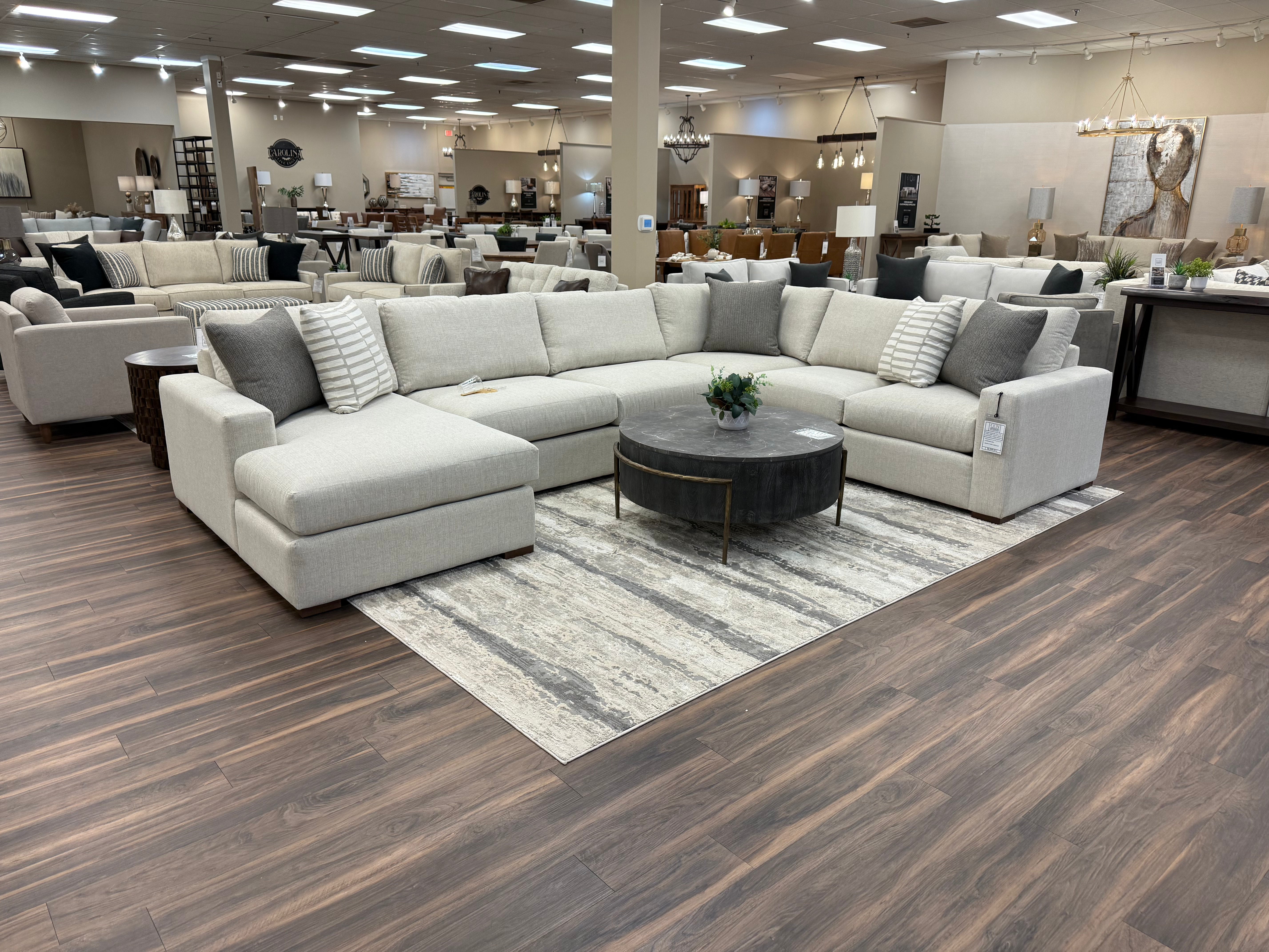 Gretchen Quick Ship 153" x 107" 5 Cushion Wide Track Arm Sectional w/LAF Chaise - Crypton Quicksilver