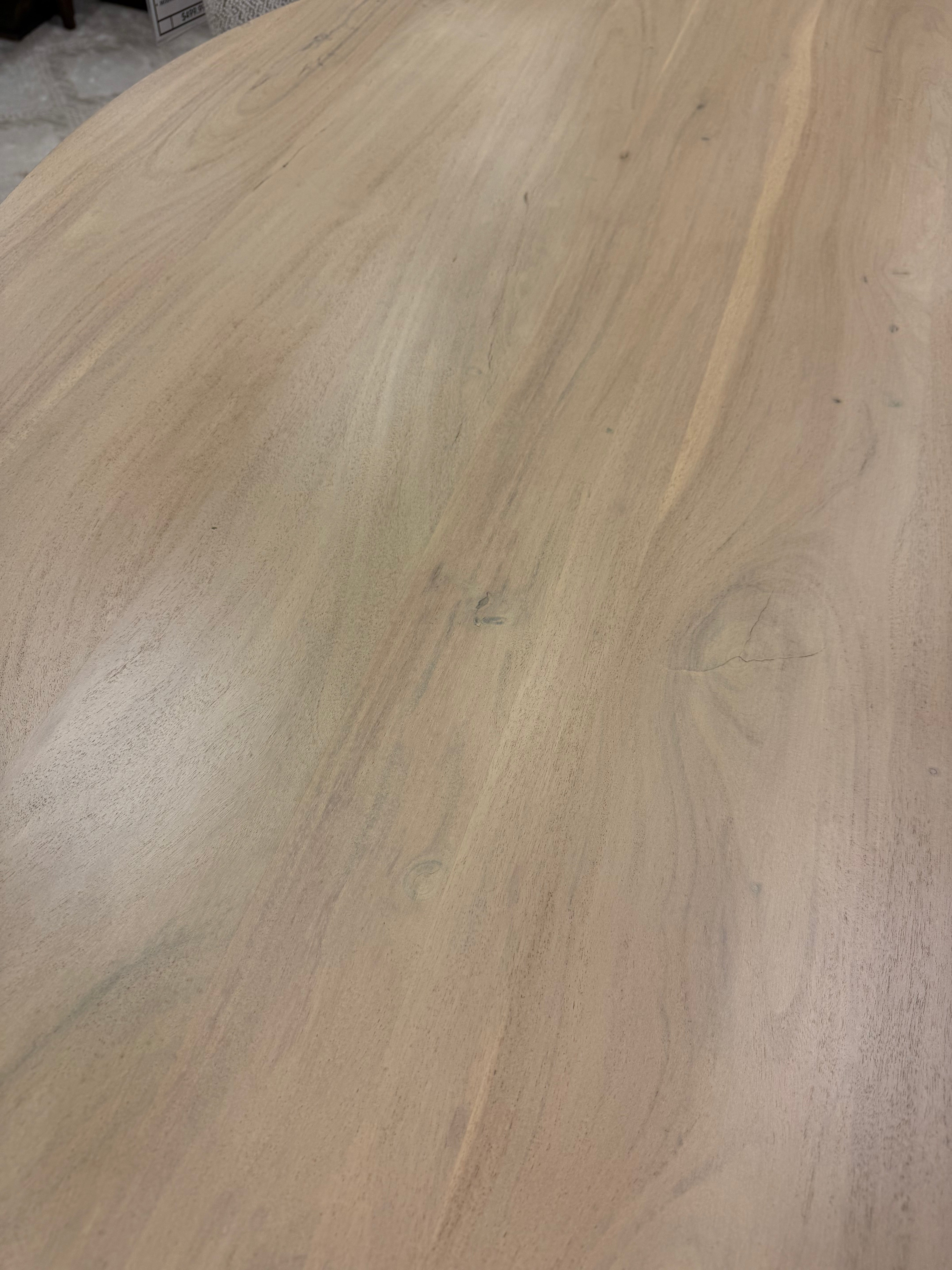 Clancy 53" Acacia Round Pedestal Dining Table - New White Wash