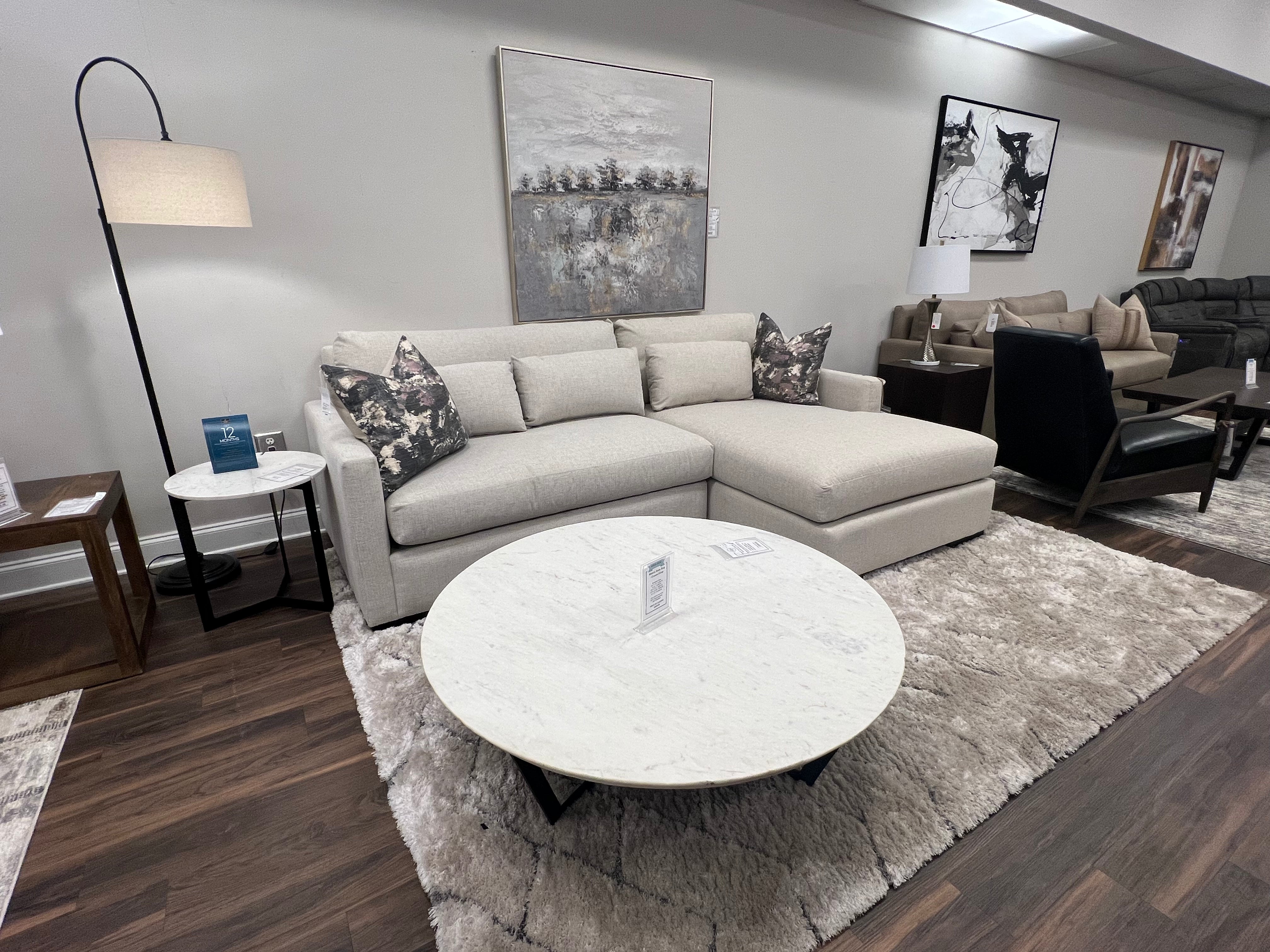 Glenda 104" Quick Ship Bench Cushion Sofa + Chaise - Crypton Quicksilver