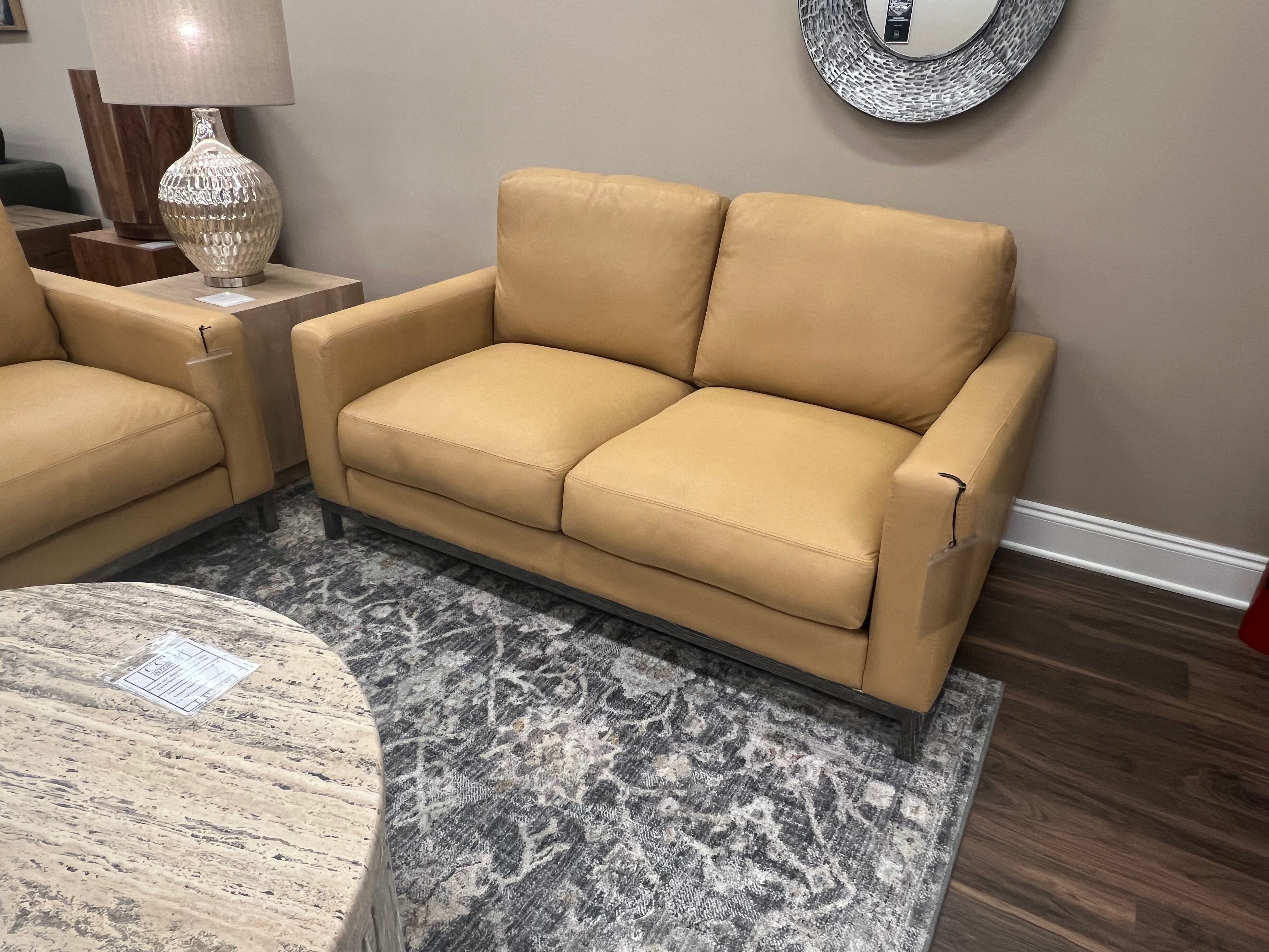 Clarksdale 67" Top Grain Leather 2 Cushion Loveseat - Berkshire Chamois