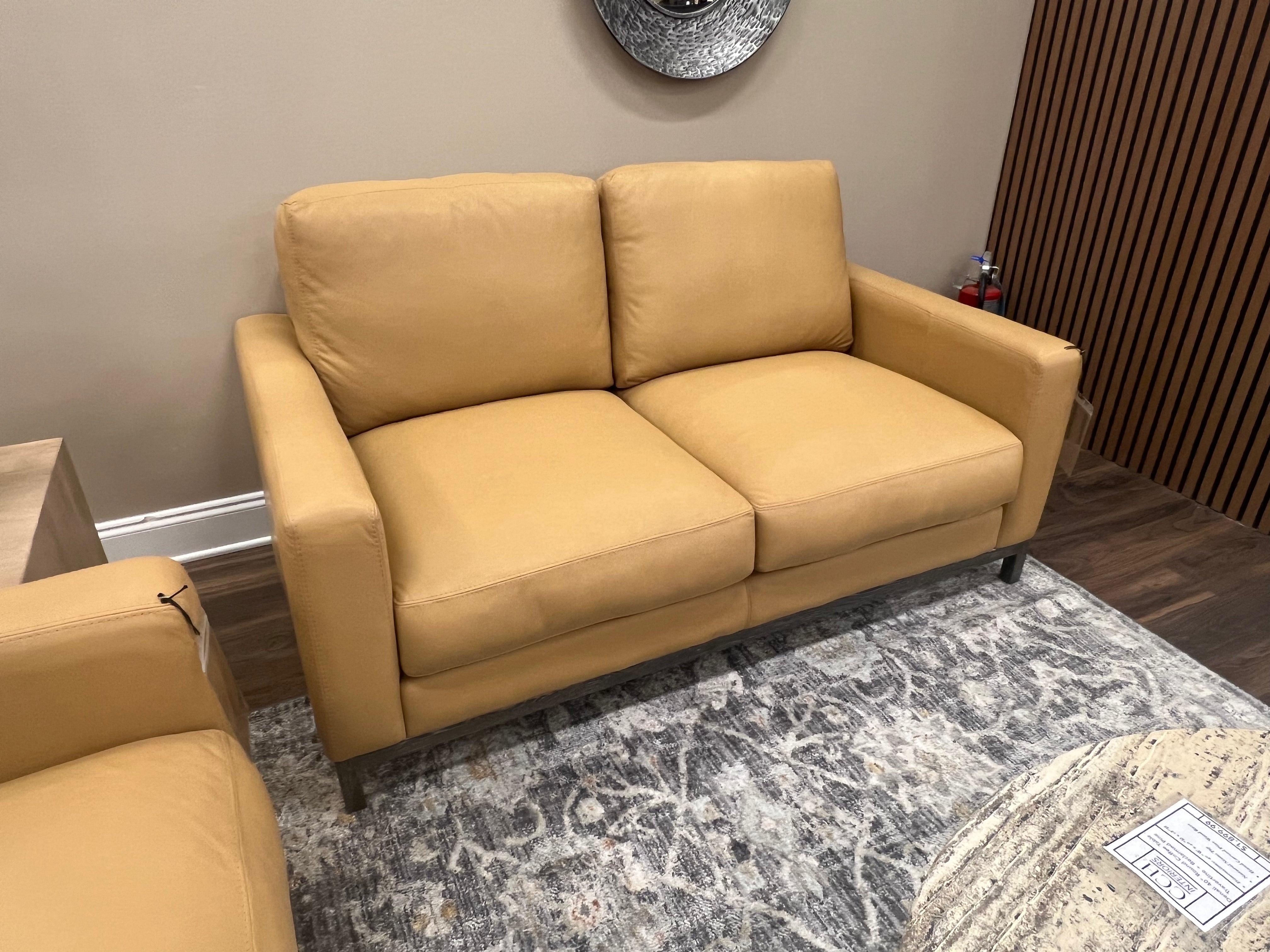 Clarksdale 67" Top Grain Leather 2 Cushion Loveseat - Berkshire Chamois