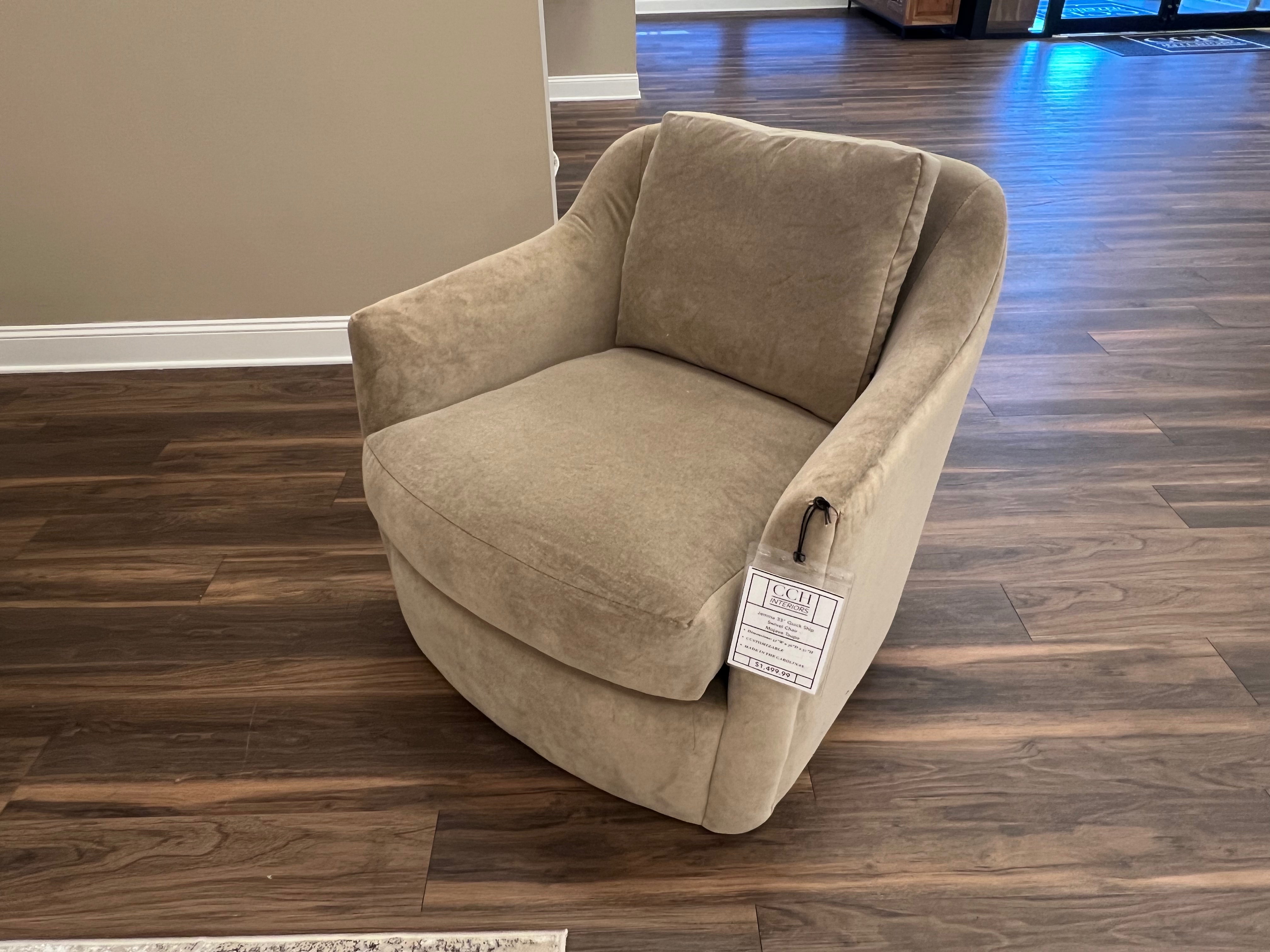 Jemma 33" Quick Ship Swivel Chair - Mojave Taupe
