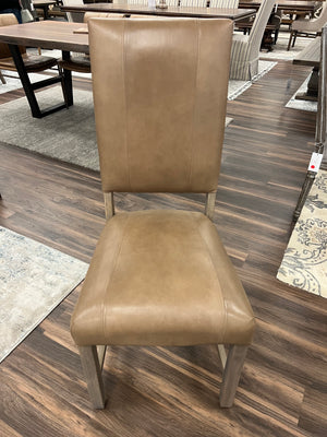 Bryce Top Grain Leather Dining Chair - Taupe + Ash
