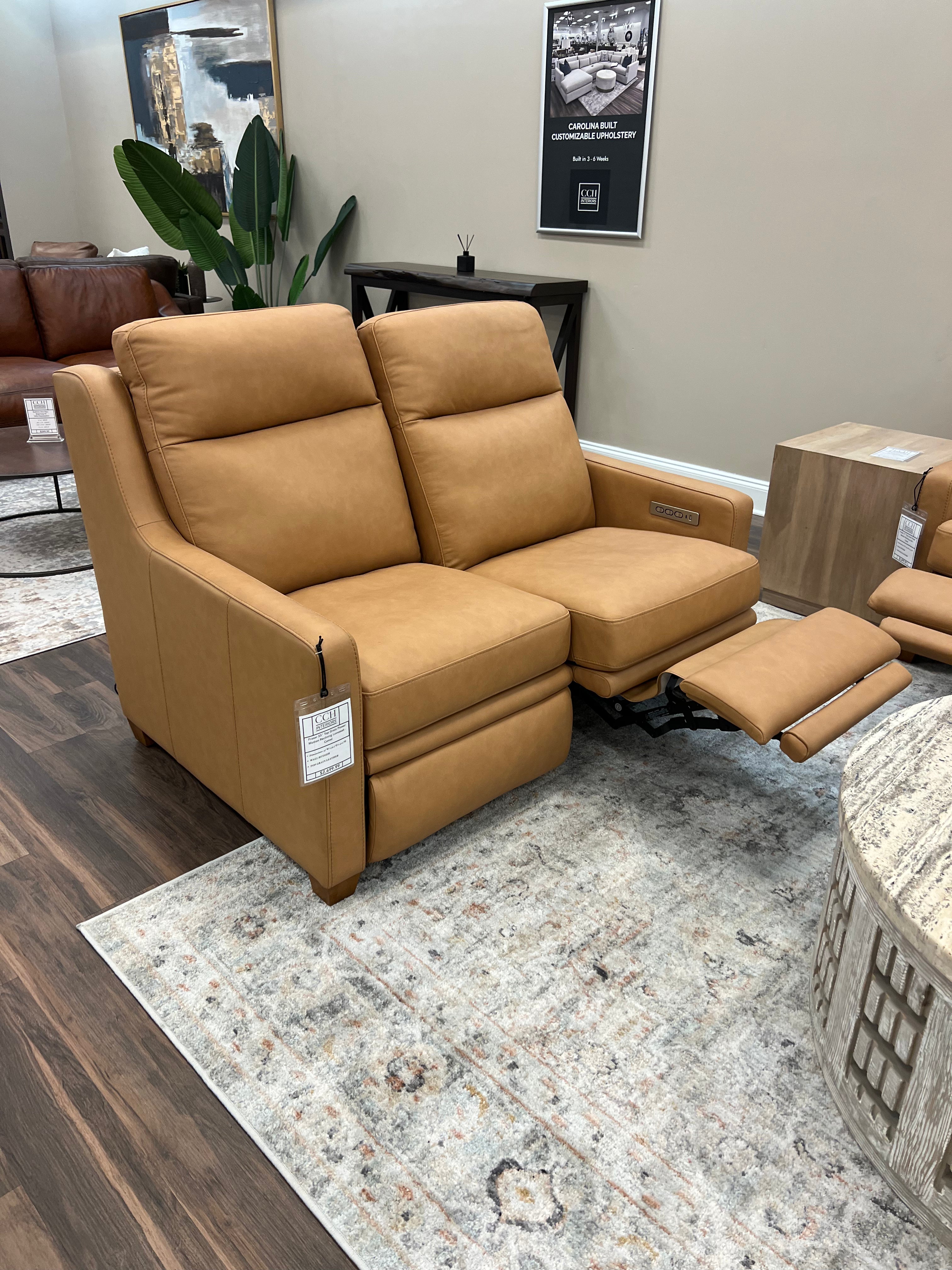 Fraser 55" Top Grain Power Motion Reclining Loveseat - Camel