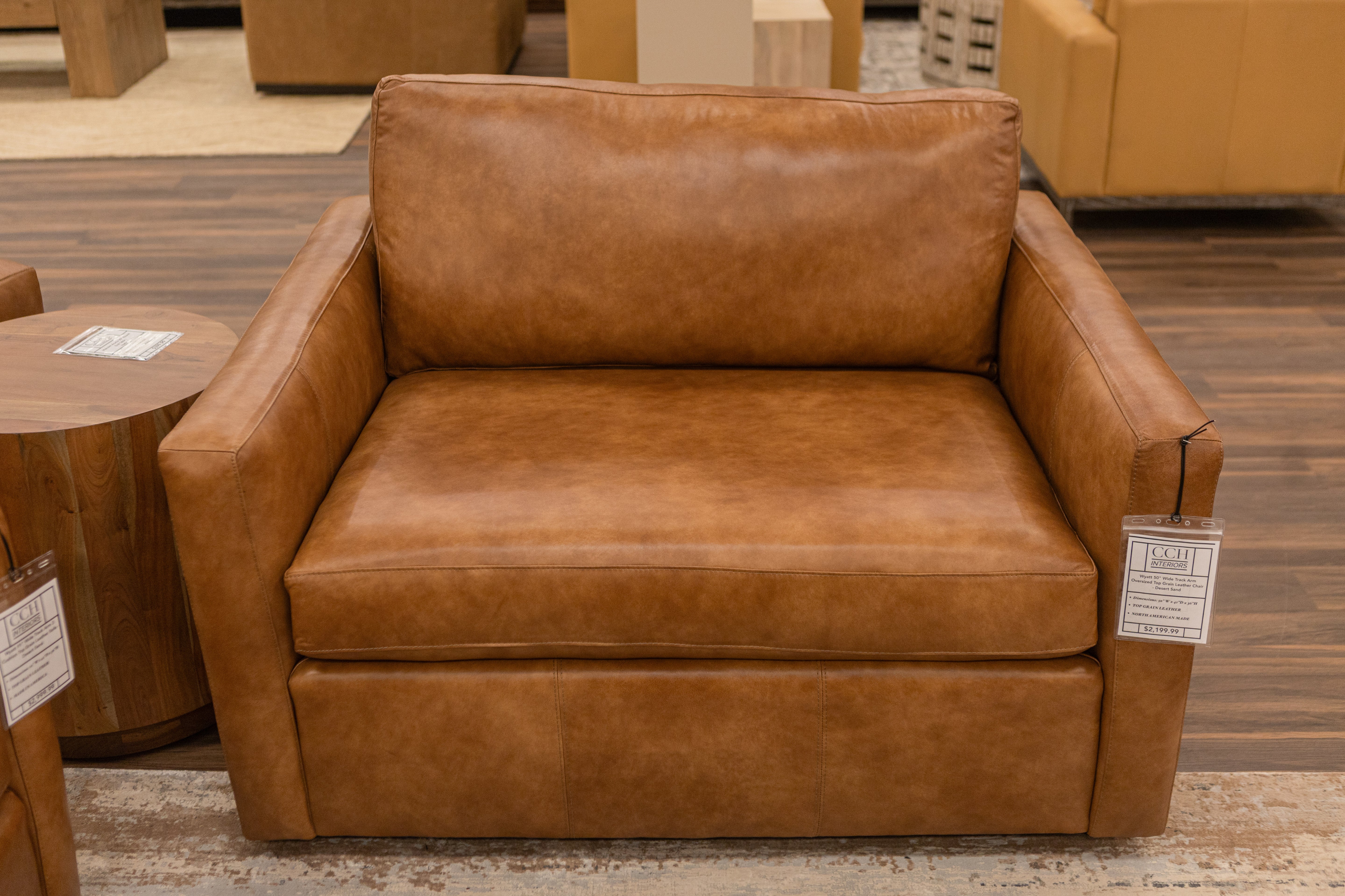 Wyatt 50" Wide Track Arm Top Grain Leather Chair - Desert Sand