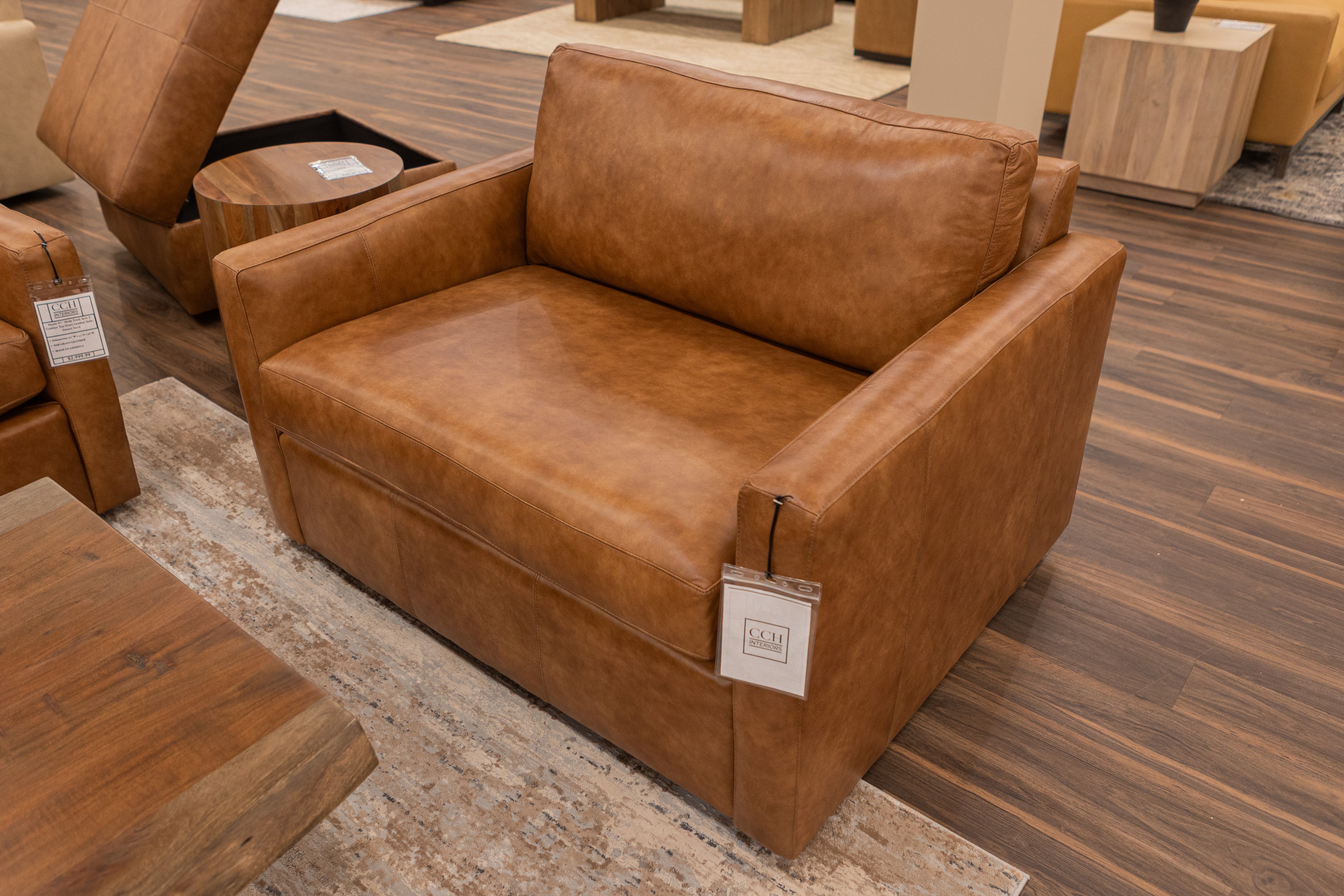 Wyatt 50" Wide Track Arm Oversized Top Grain Leather Chair - Desert Sand