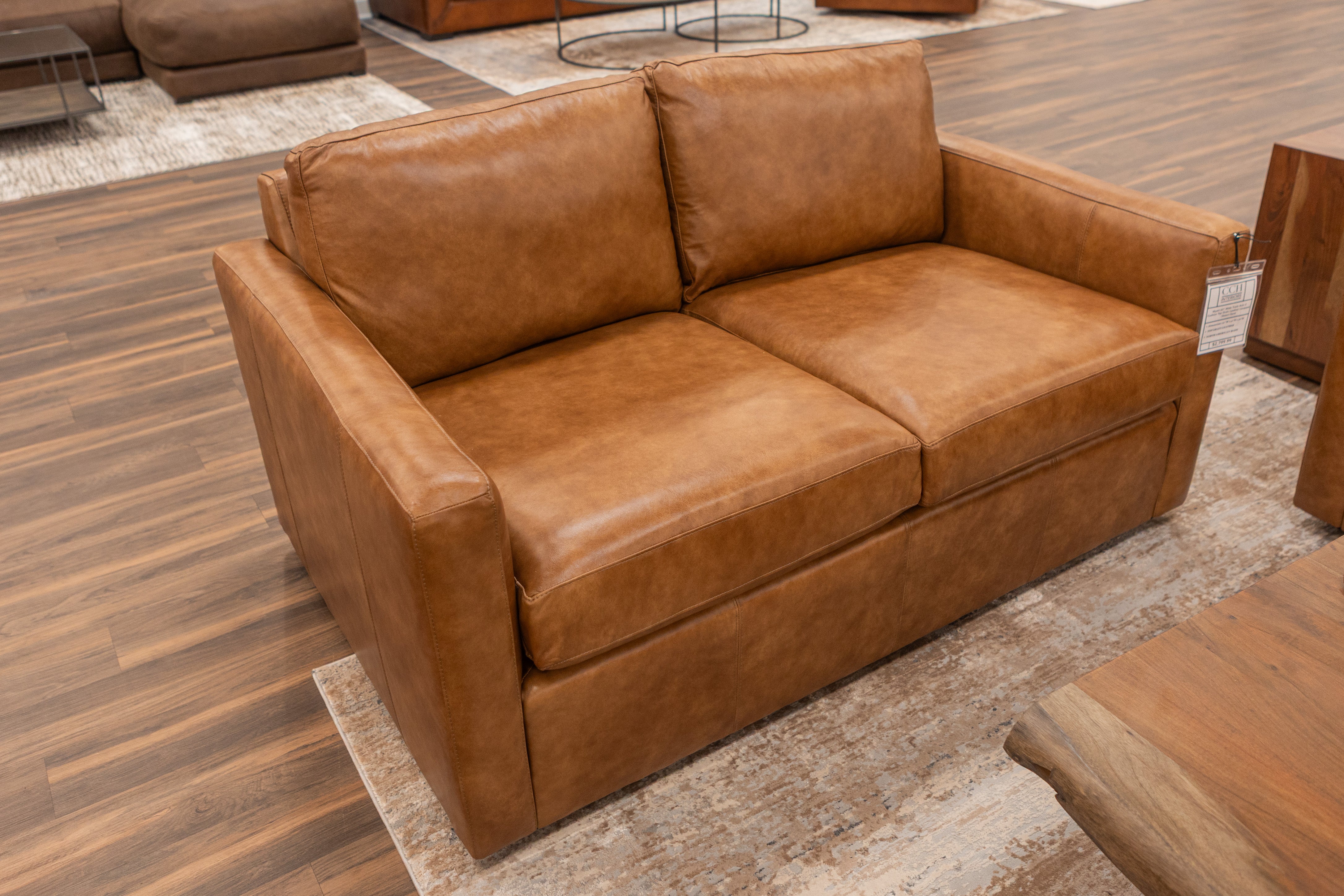 Wyatt 62" Wide Track Arm 3 Cushion Top Grain Leather Loveseat - Desert Sand