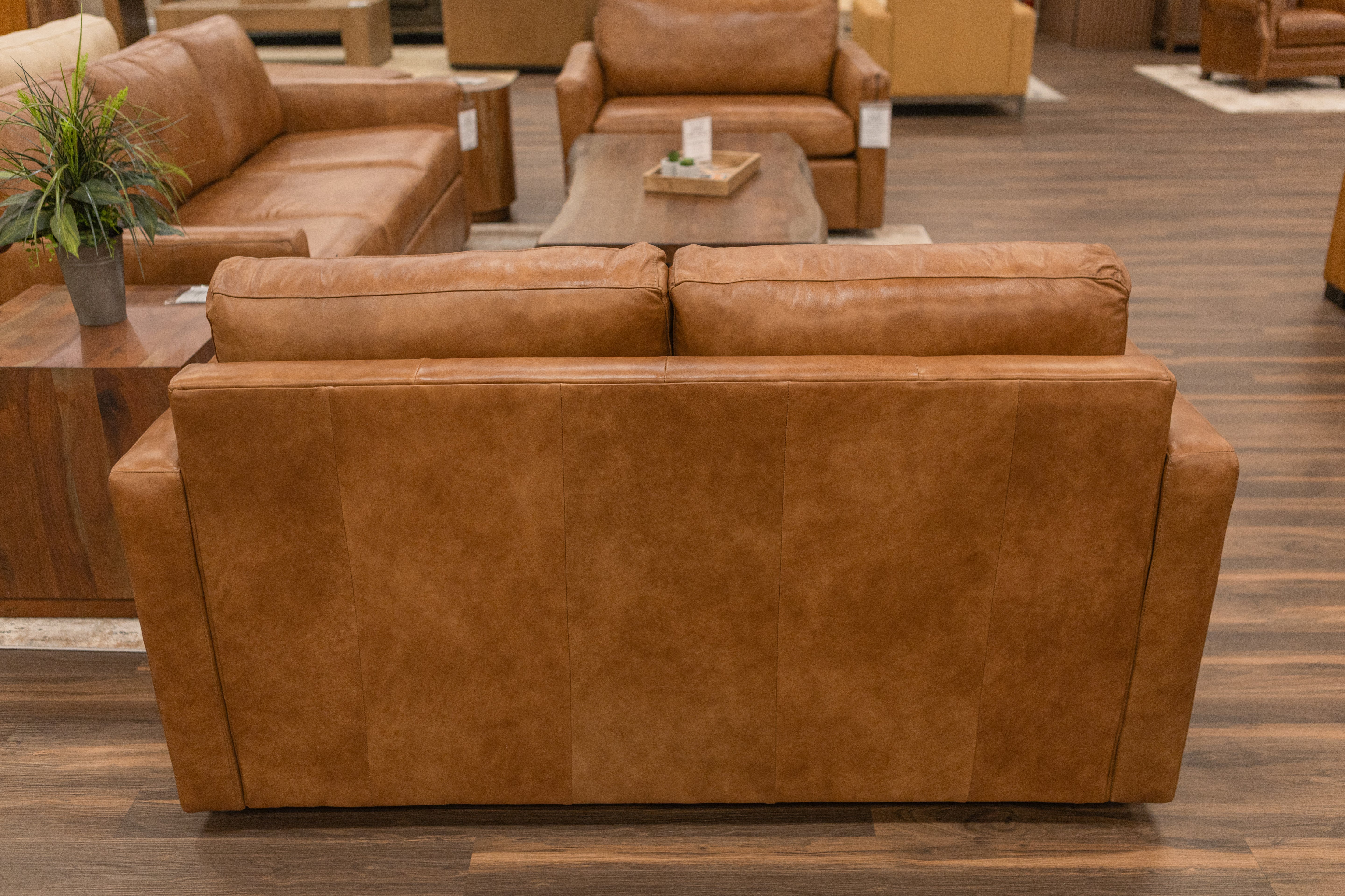 Wyatt 62" Wide Track Arm 3 Cushion Top Grain Leather Loveseat - Desert Sand