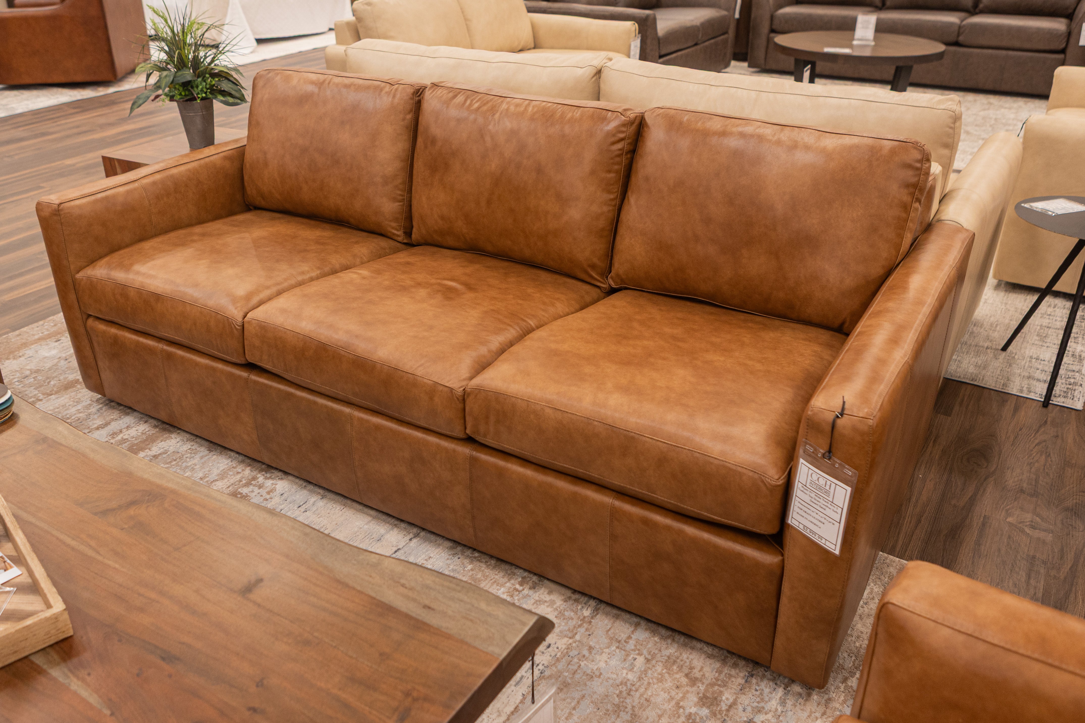 Wyatt 91" Wide Track Arm 3 Cushion Top Grain Leather Sofa - Desert Sand