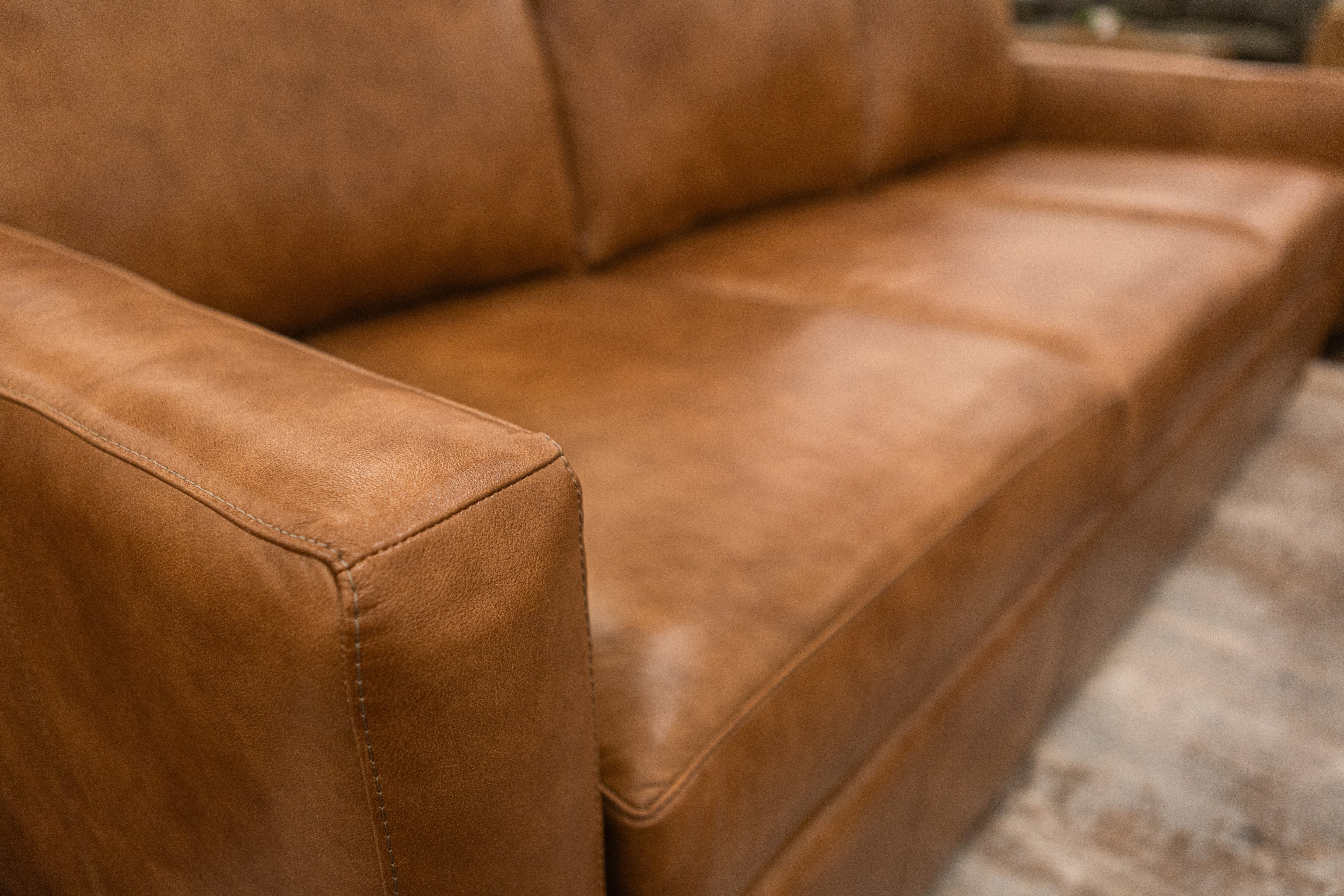 Wyatt 91" Wide Track Arm 3 Cushion Top Grain Leather Sofa - Desert Sand