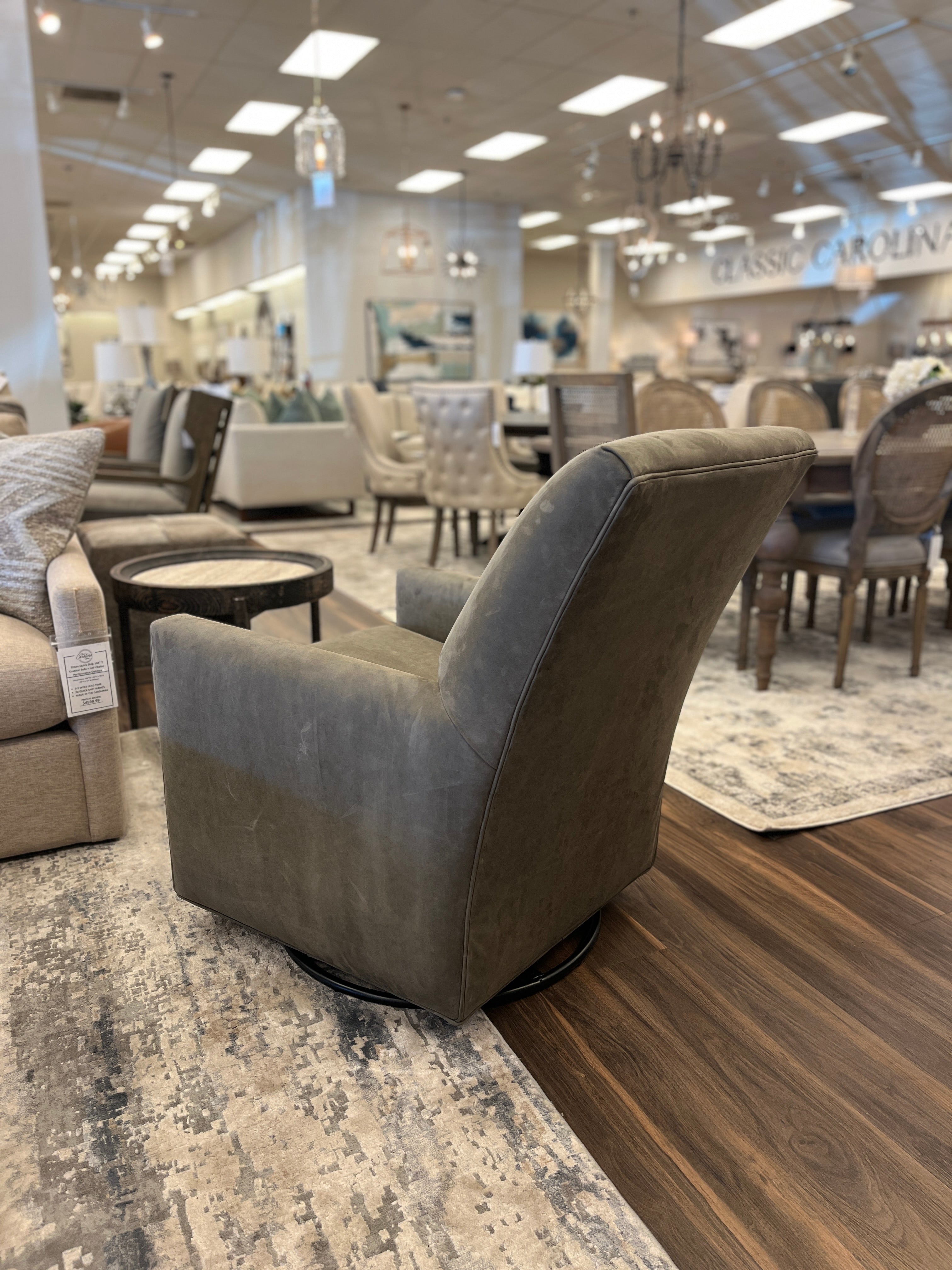 Marcy Express Ship 30" Top Grain Leather Swivel Glider - Iron