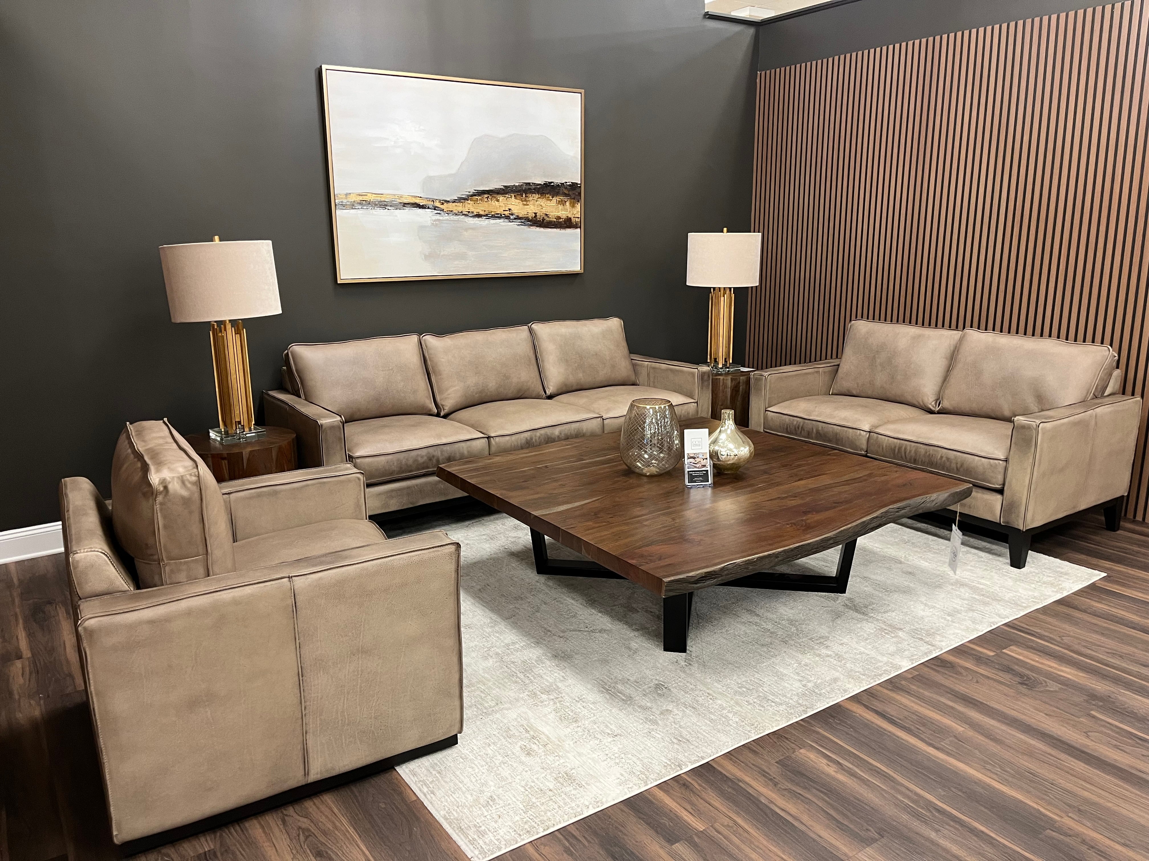 Willis 63" Top Grain Leather 2 Cushion Loveseat - Diva Taupe