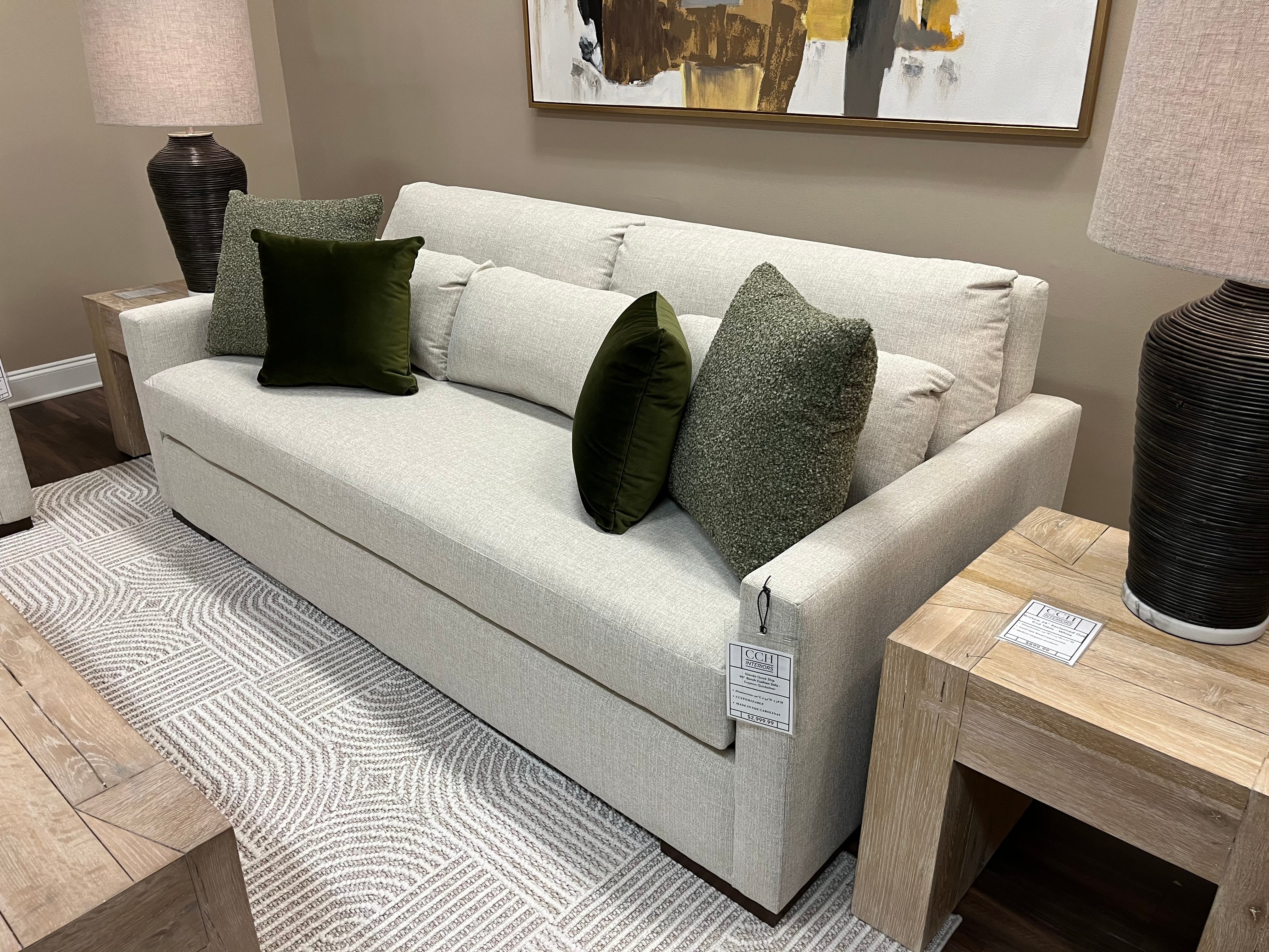 Glenda Quick Ship 90" Bench Cushion Sofa - Crypton Quicksilver