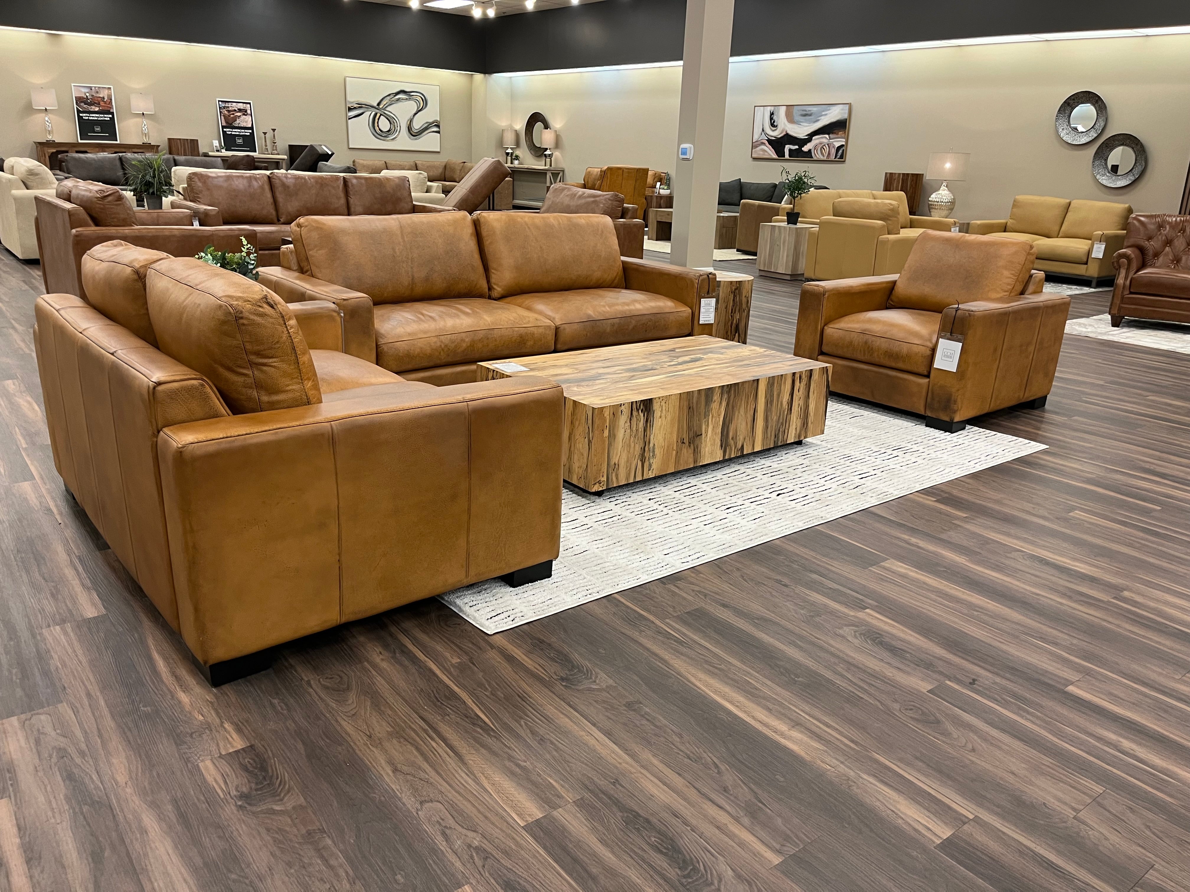 Norton 64" Top Grain Leather 2 Cushion Loveseat - Diva Mustang