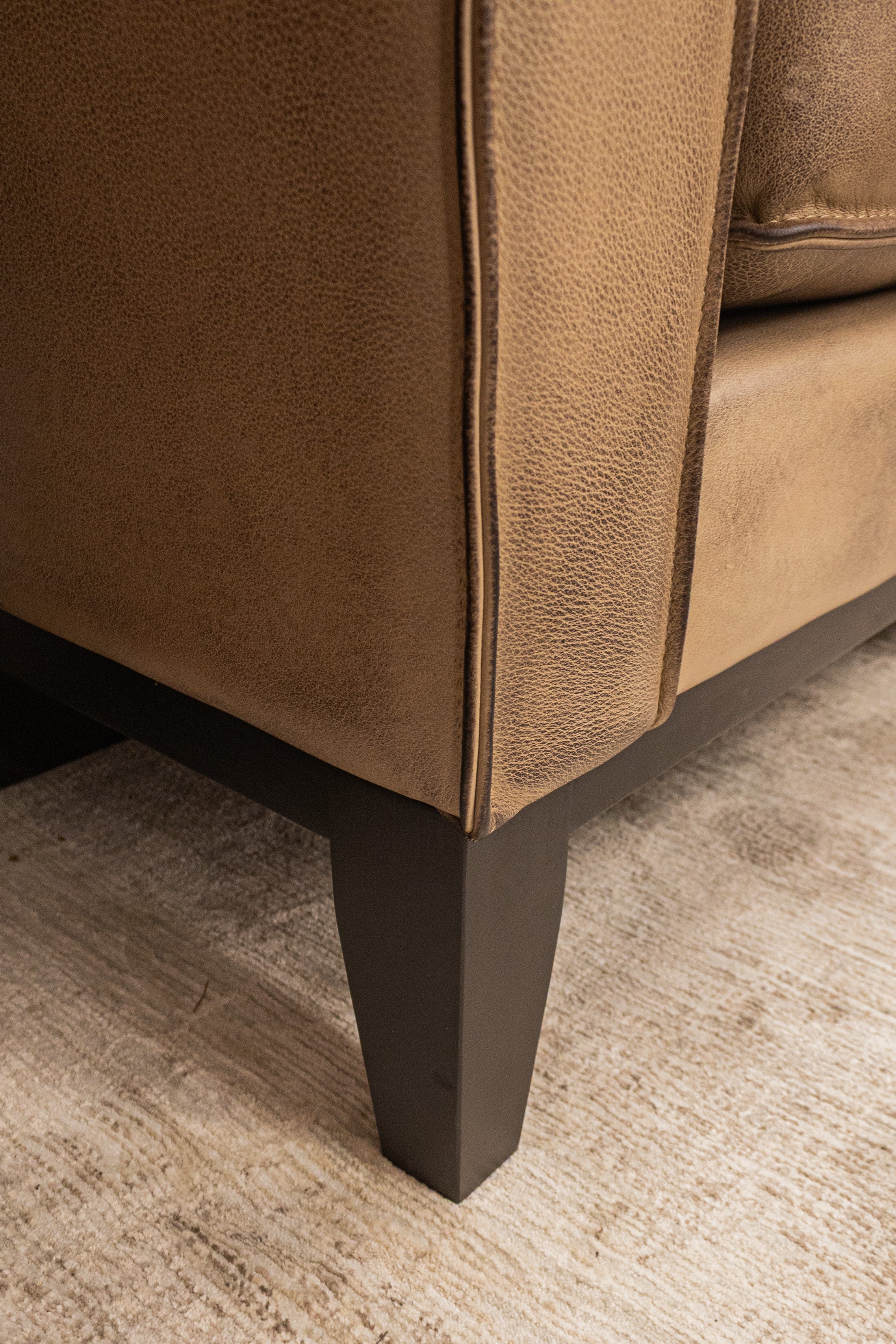 Willis 90" Top Grain Leather 3 Cushion Sofa - Diva Taupe